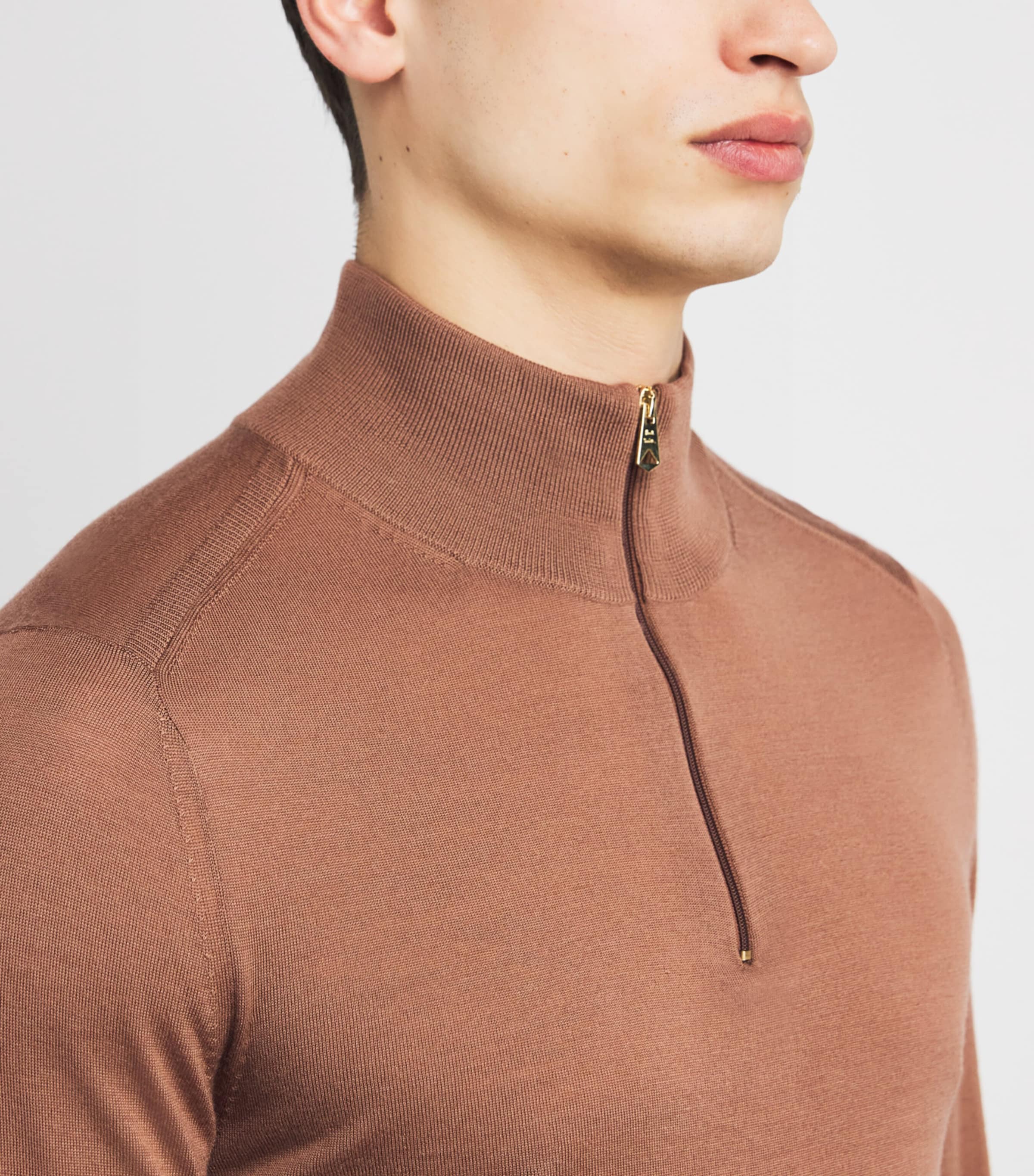 Merino Wool Quarter-Zip Sweater TERRACOTA -65 Image 6