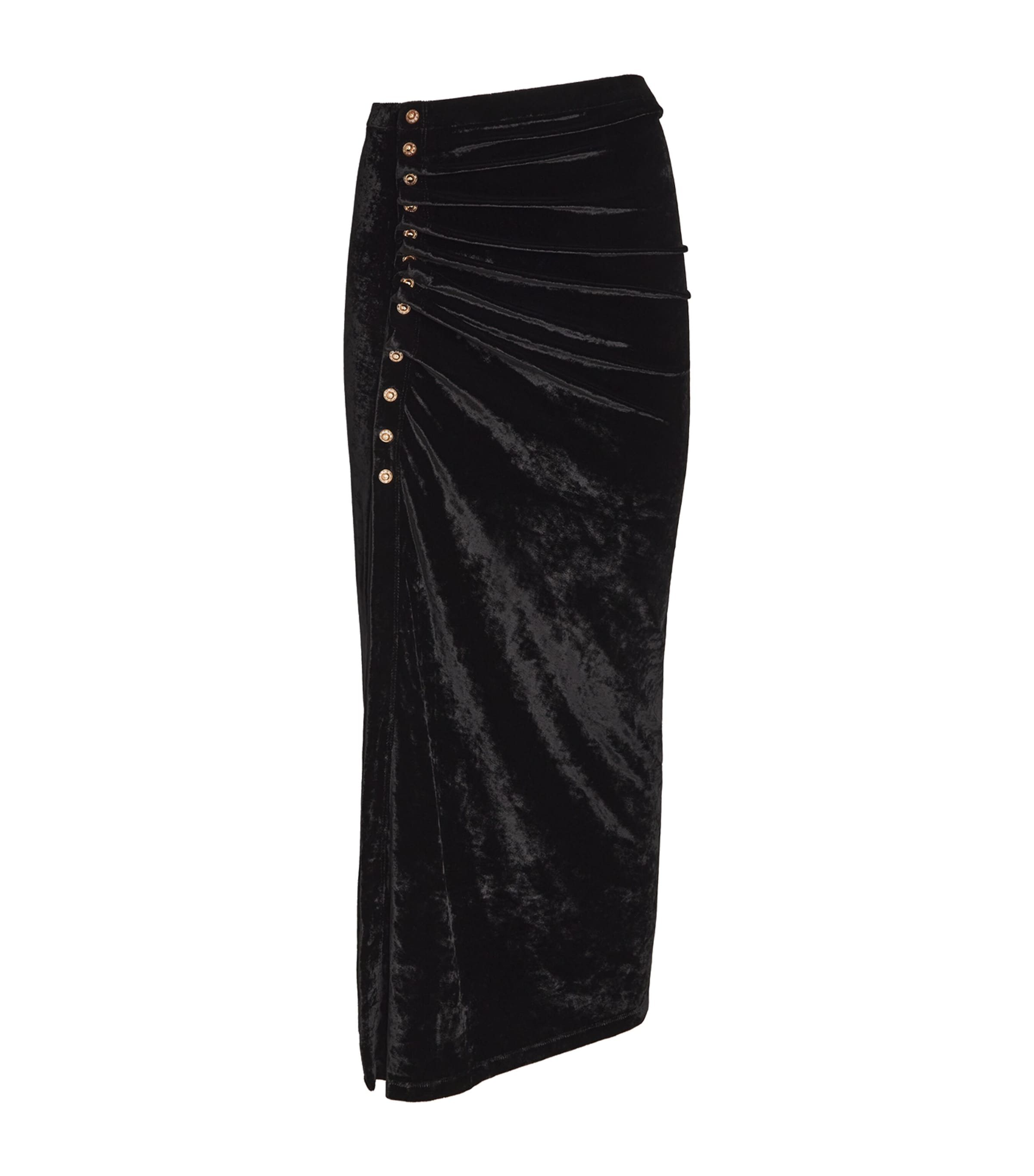 RABANNE VELVET DRAPED MIDI SKIRT
