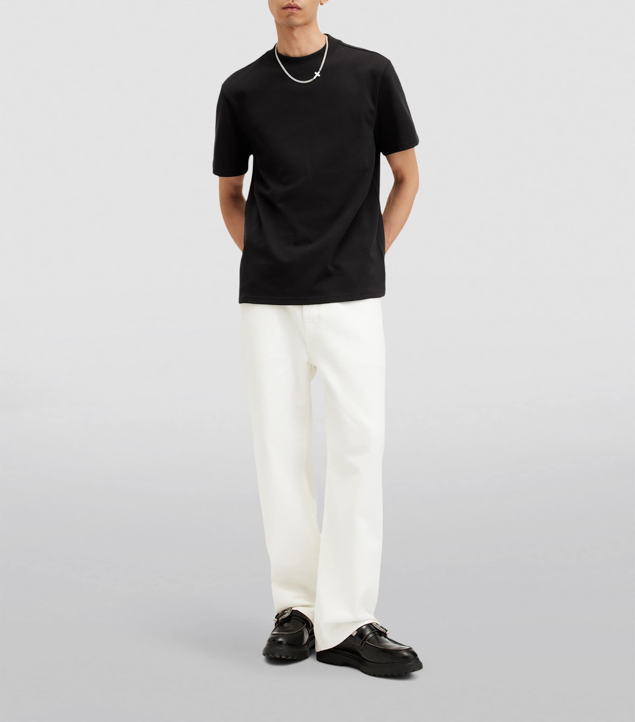 AllSaints Mens Organic Cotton Nero T-Shirt Jet Black Image 5