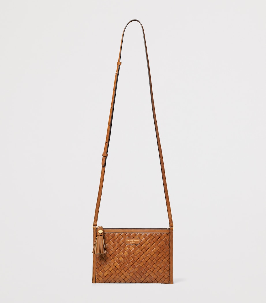 Leather Woven Island Cross-Body Bag TAN Image 3