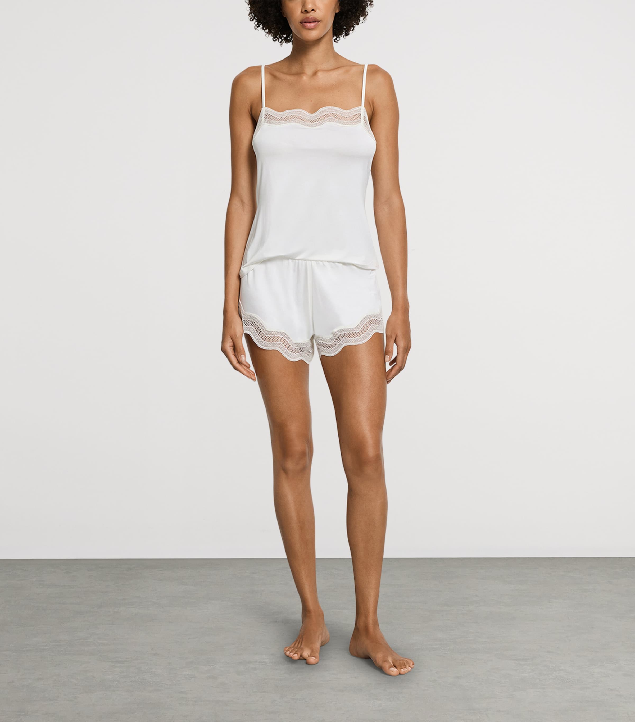 Hanro Womens Cira Pyjama Shorts Off White Image 4