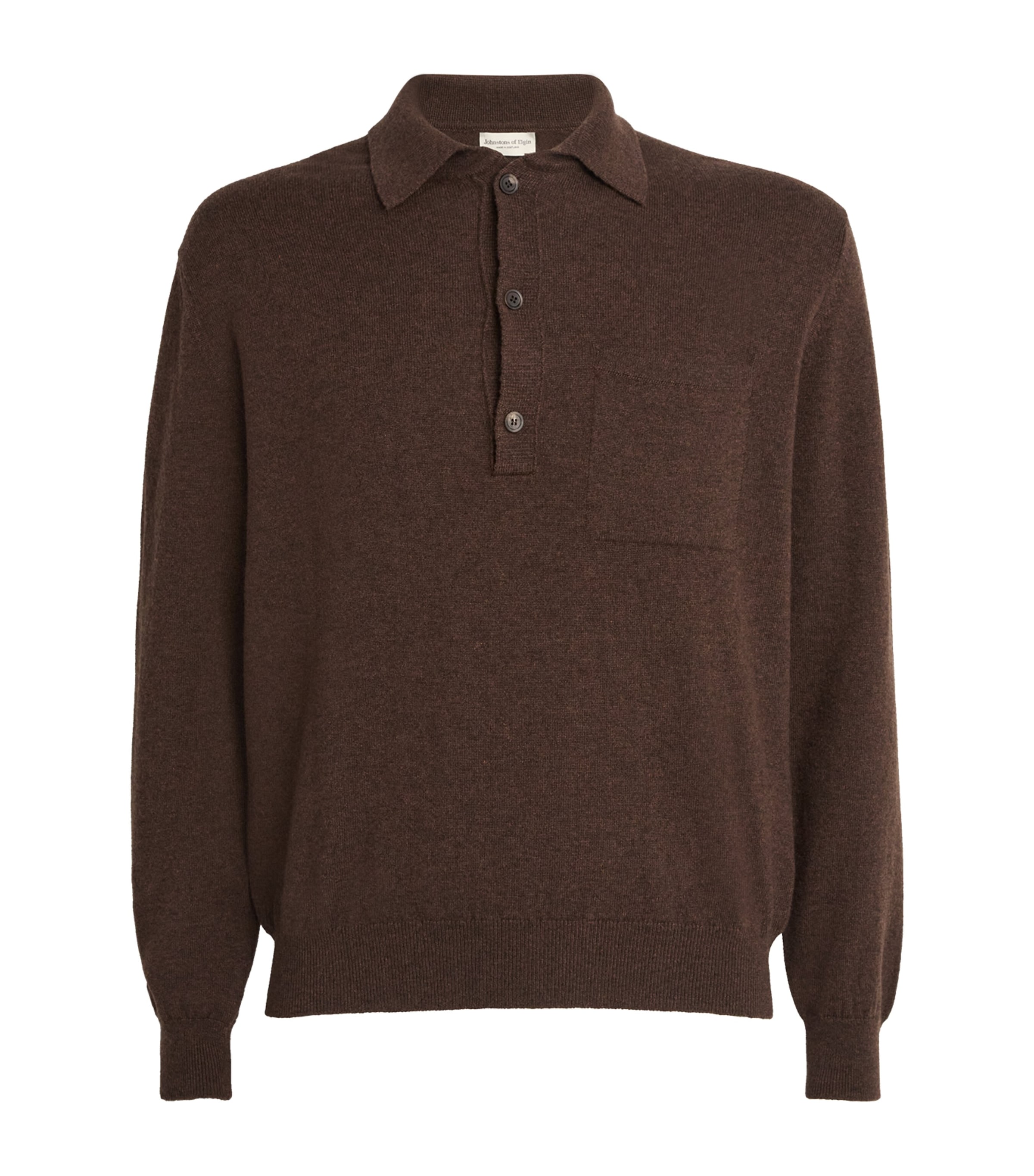 Shop Johnstons Of Elgin Cashmere Long-sleeve Polo Shirt In Brown