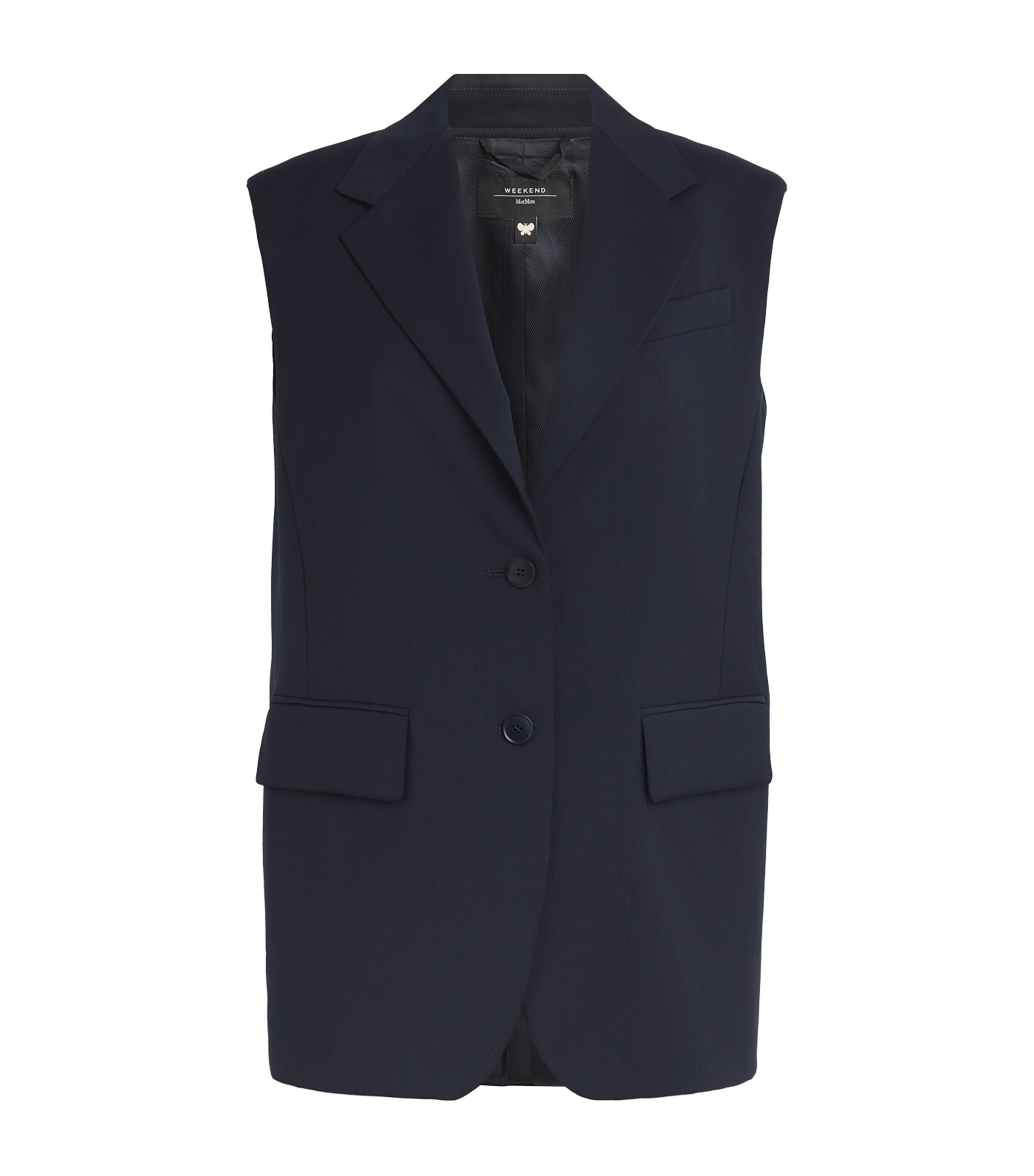 Weekend Max Mara Wool Sleeveless Blazer In Blue