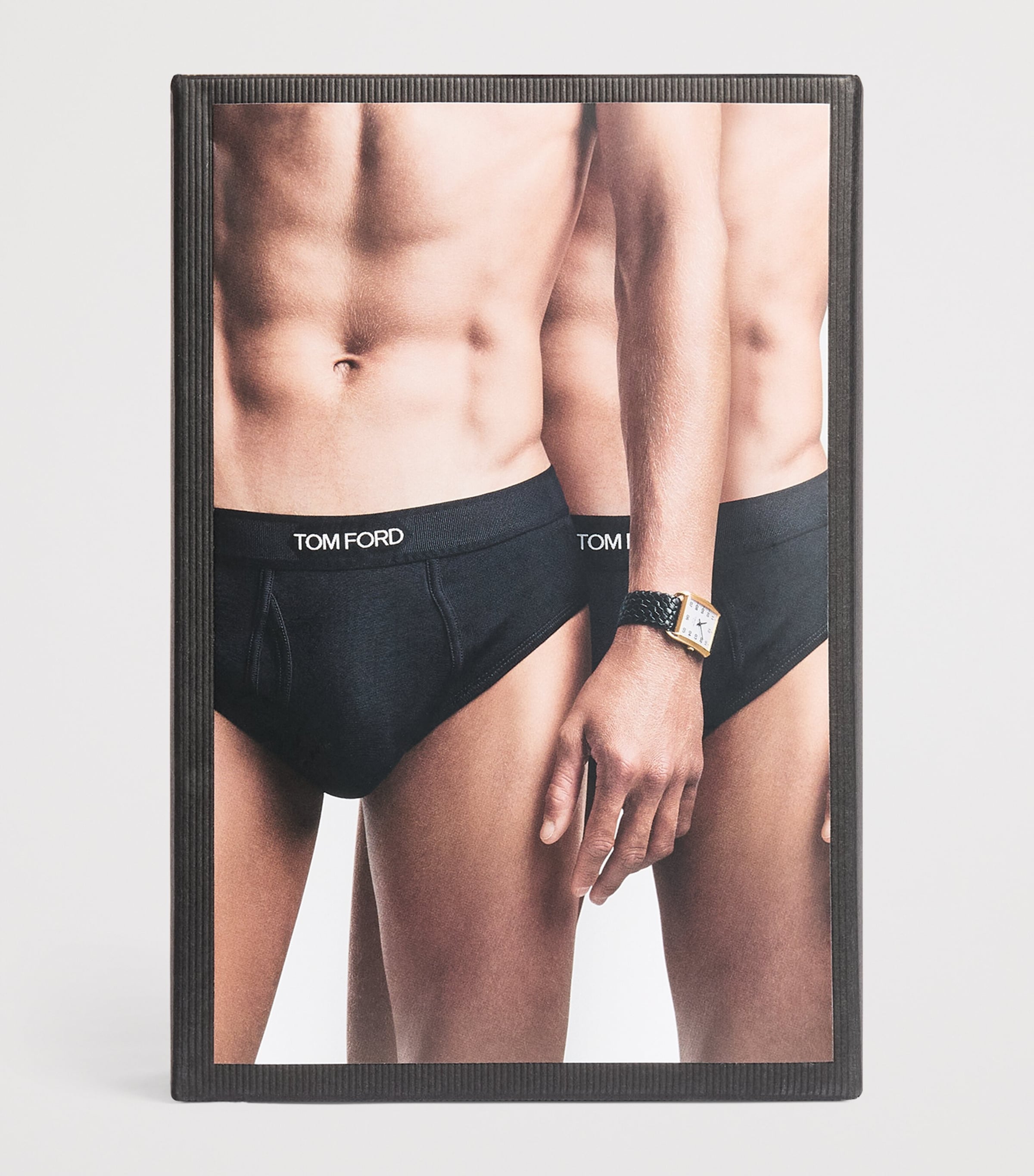 TOM FORD Mens Stretch-Cotton Logo Briefs (Pack of 2) Grey Melange Image 4
