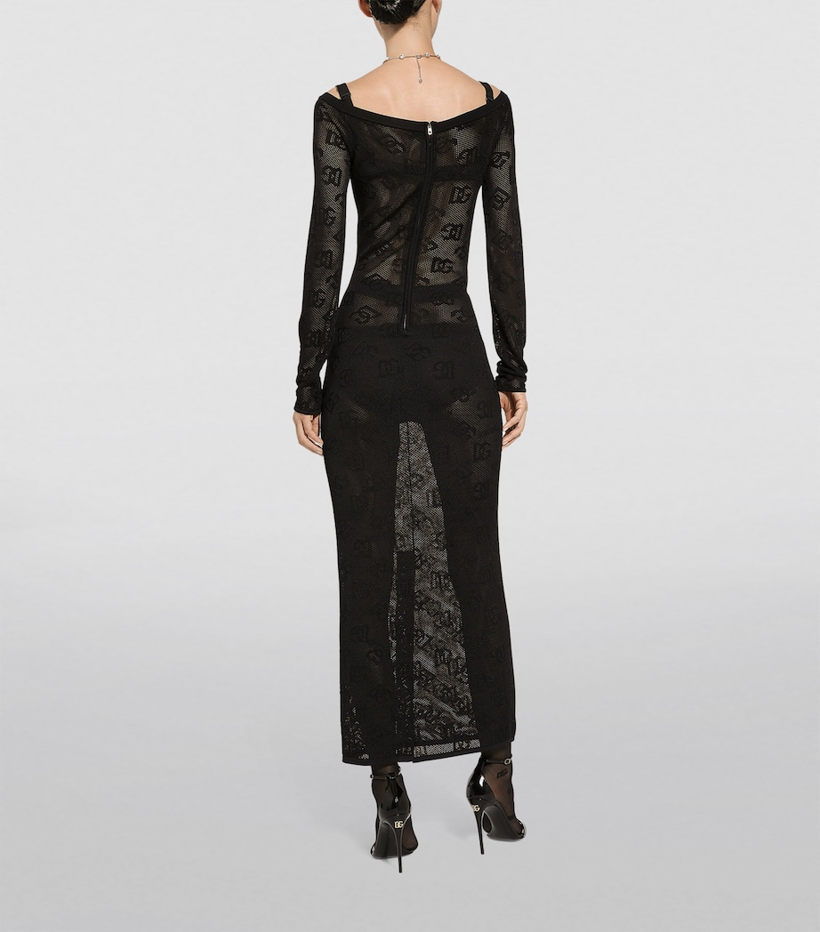 Dolce&Gabbana Womens Jacquard Logo Midi Dress Black Image 5