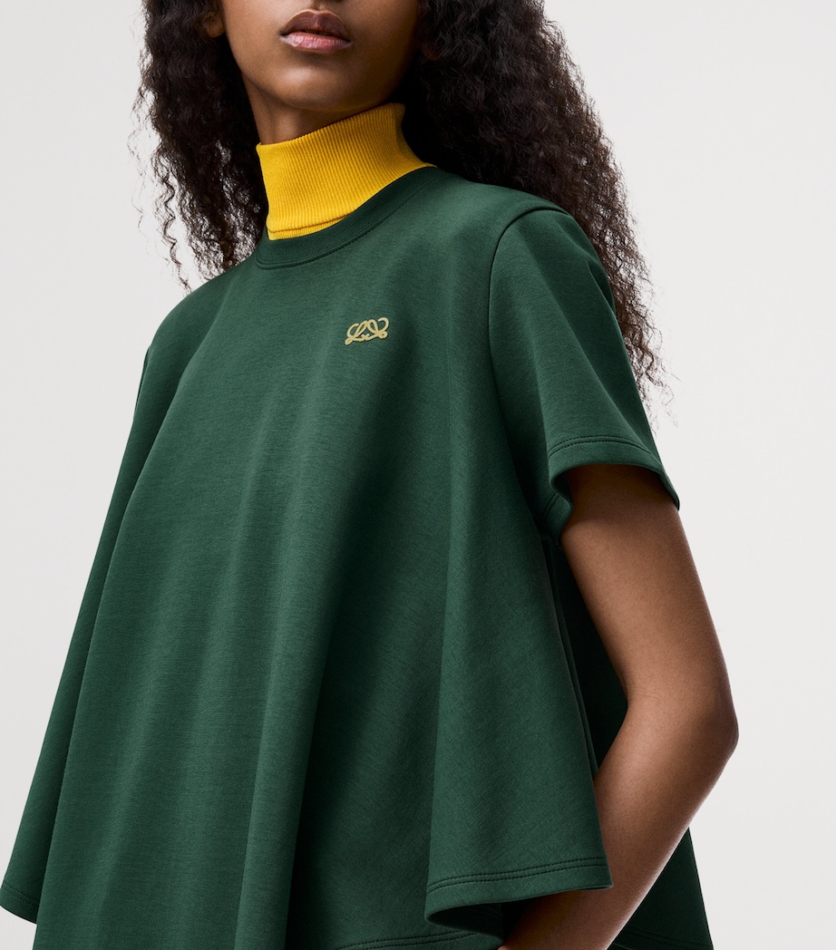 LOEWE Womens Cape-Detail T-Shirt Dark Green Image 5
