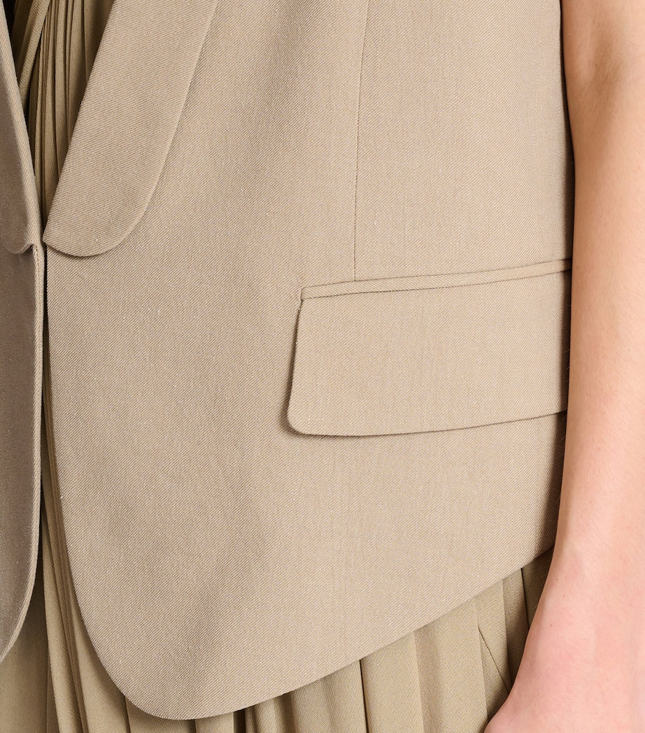 Balmain Womens Linen-Cotton Oversized Waistcoat Beige Foncé Image 6