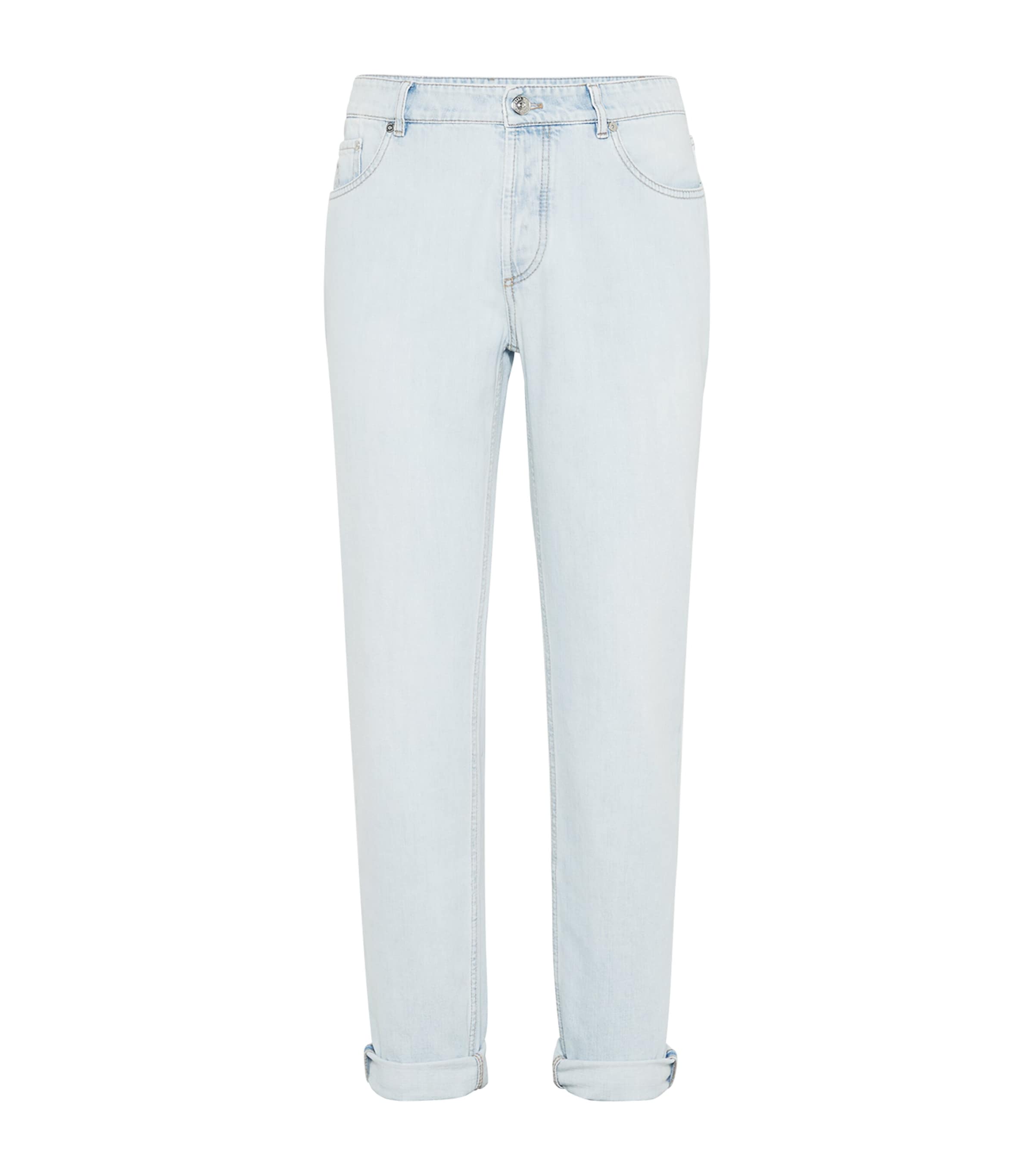Brunello Cucinelli Denim Trousers With Belt Loops In Blue