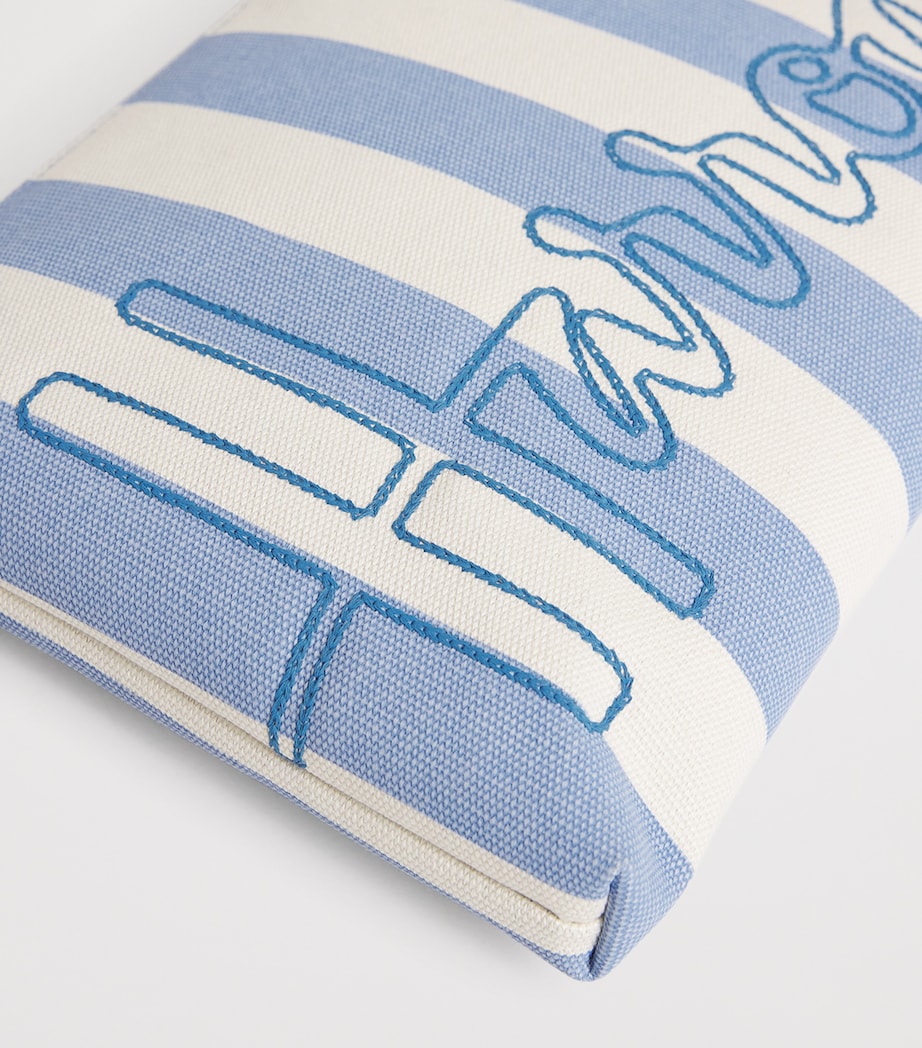 Medium Cotton Stripe Logo Pouch BLUE Image 4