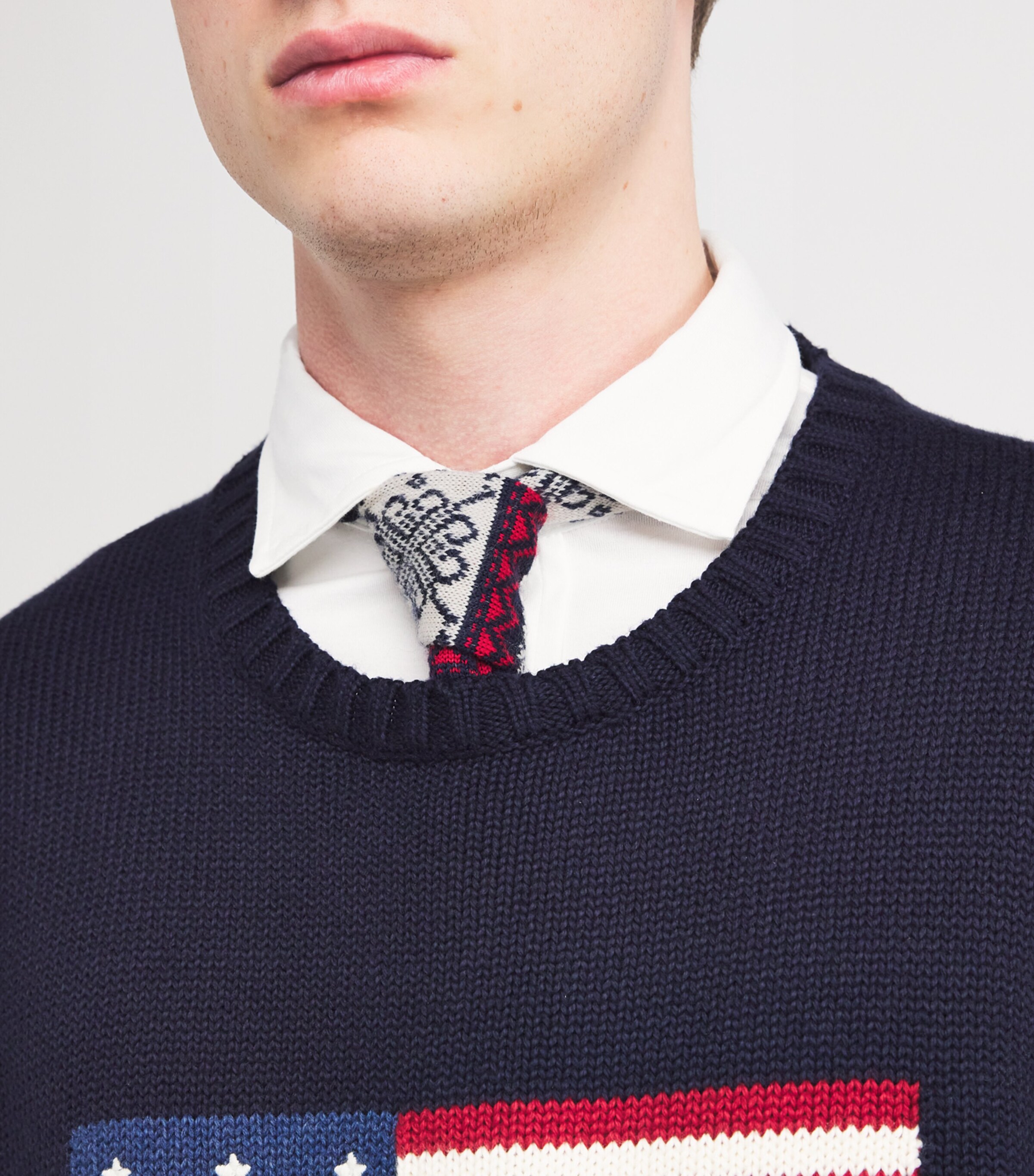 Wool Fair Isle-Knit Tie NAVY Image 2