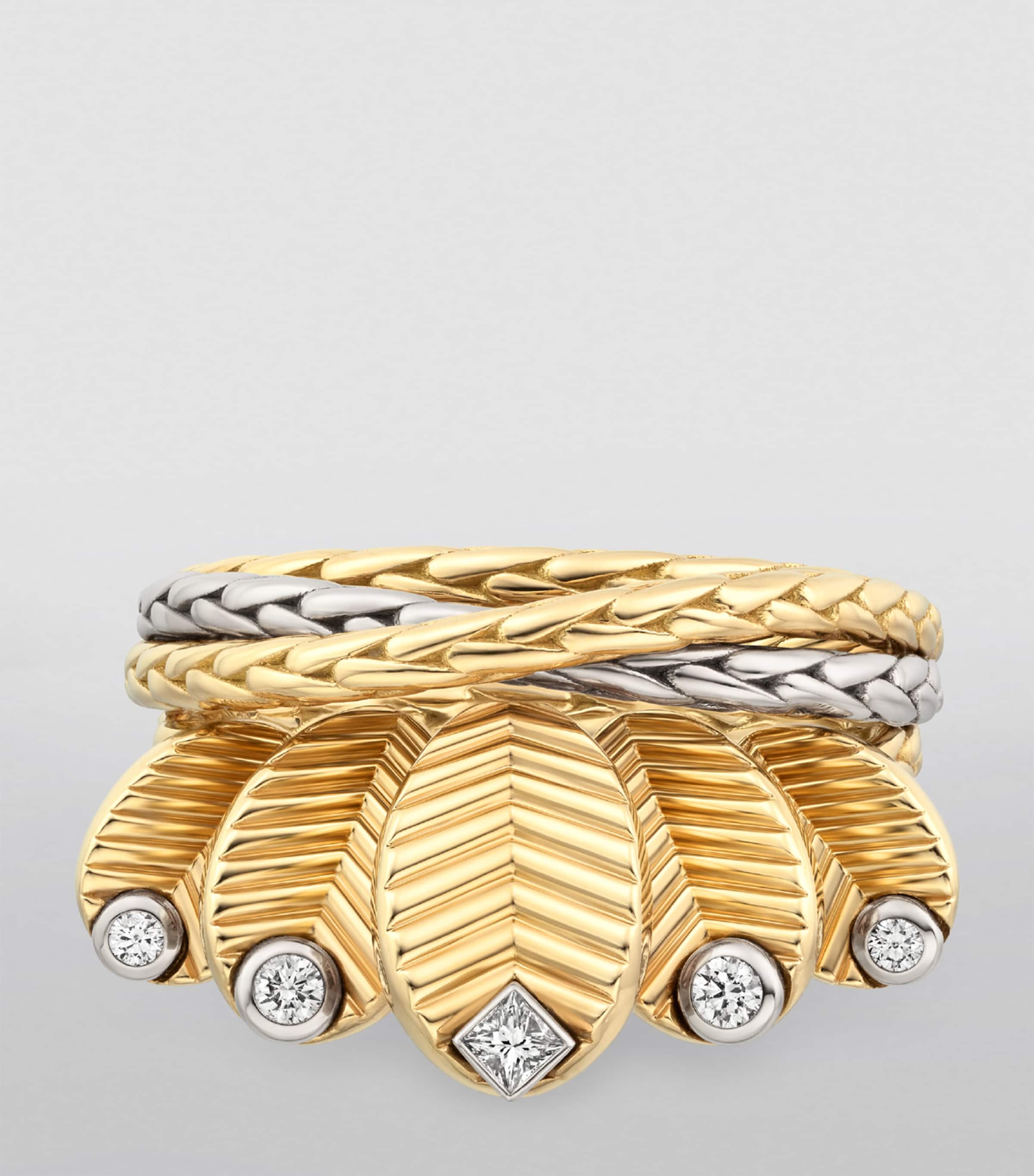 Yellow Gold, White Gold and Diamond Grain de Café Ring YELLOW GOLD Image 10