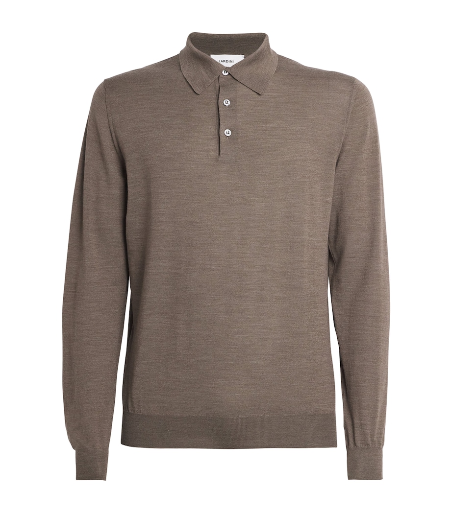 Virgin Wool Long-Sleeve Polo Shirt 420 Image 1