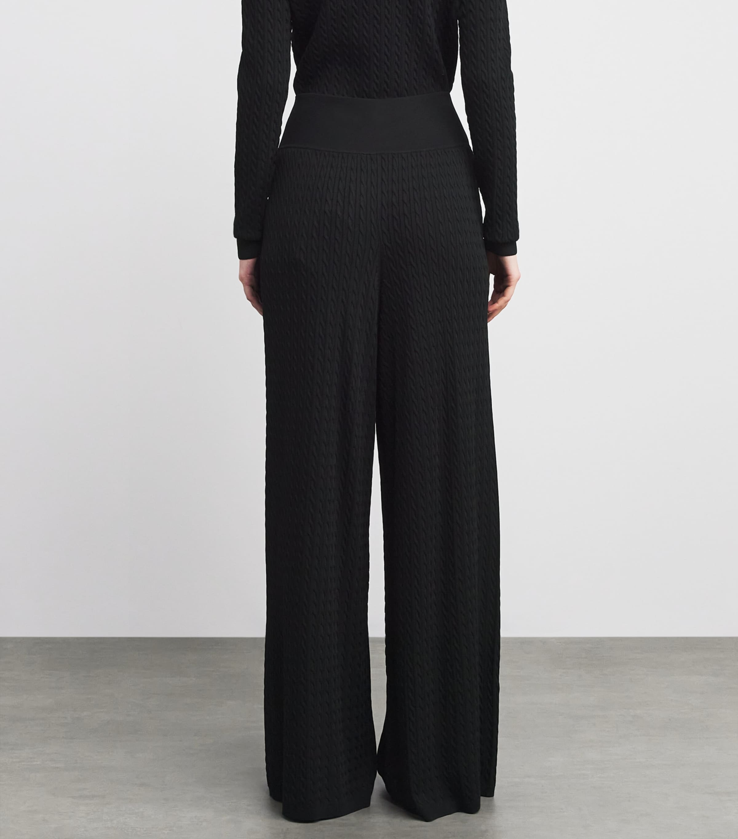 Cable-Knit Wide-Leg Trousers POLO BLACK Image 4