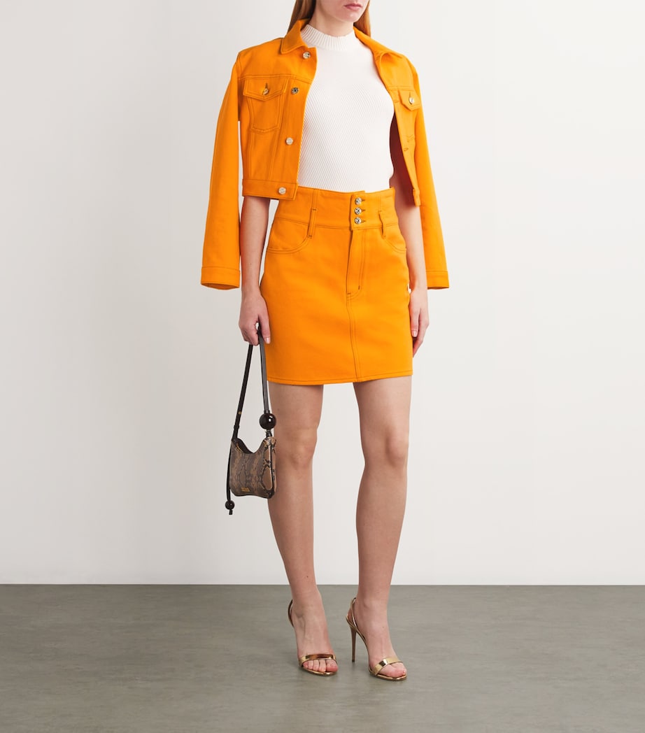 FRAME Womens x Carolina Herrera Denim Mini Skirt Marigold Image 2