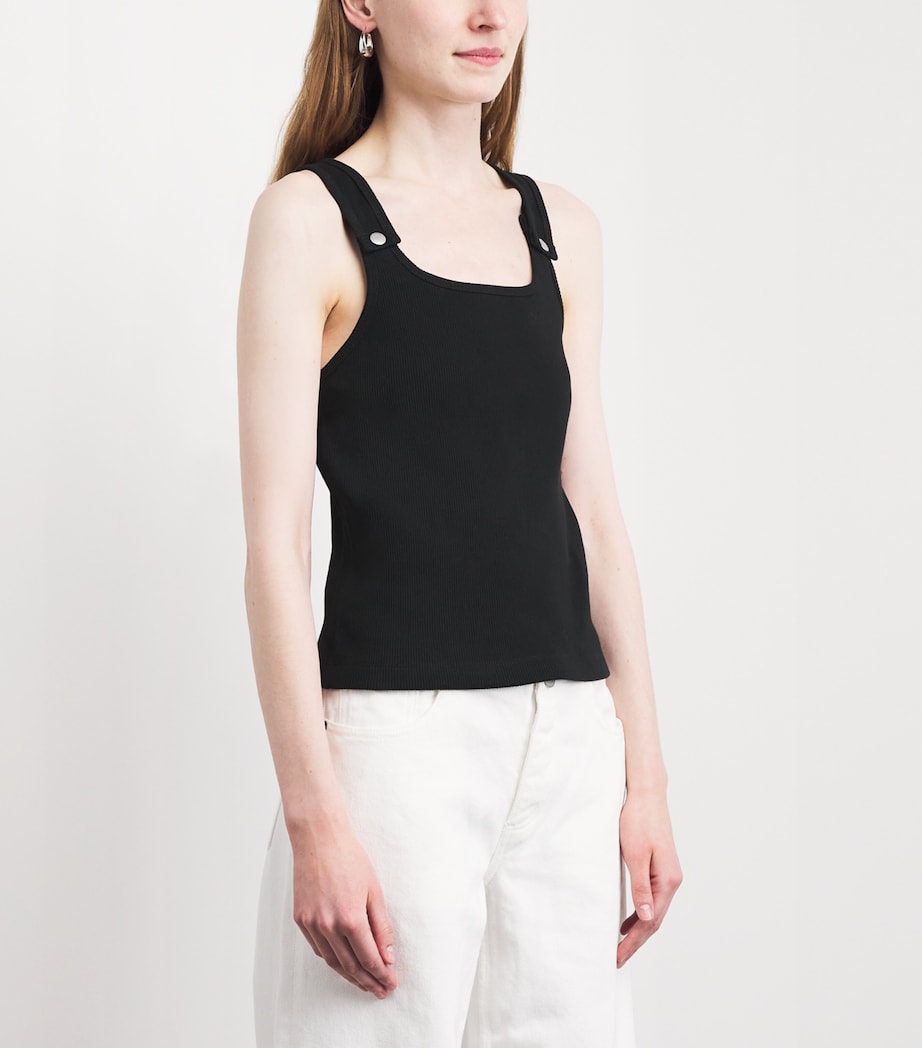 STILL HERE Womens Stretch-Cotton Snap Tank Top Black Image 4