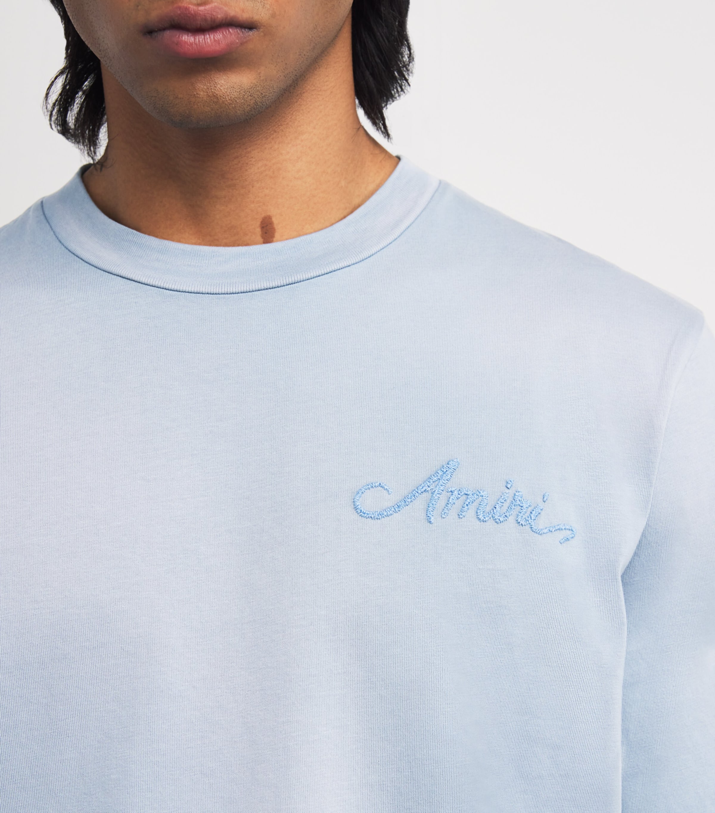 AMIRI Mens Cotton Bandana Patch T-Shirt Ashley Blue Image 6