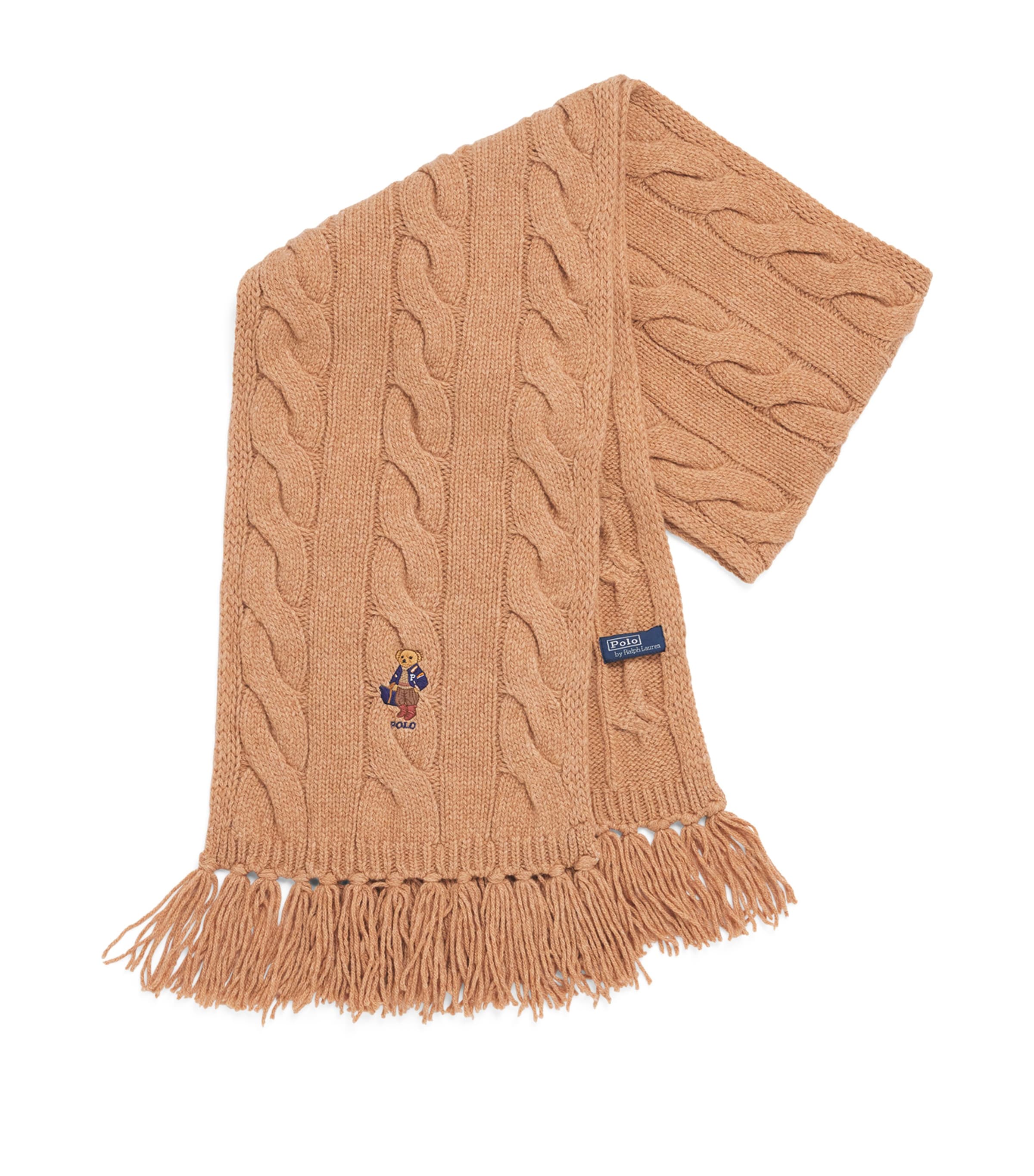 Polo Ralph Lauren Wool-Blend Cable-Knit Bear Scarf Classic Camel Image 1