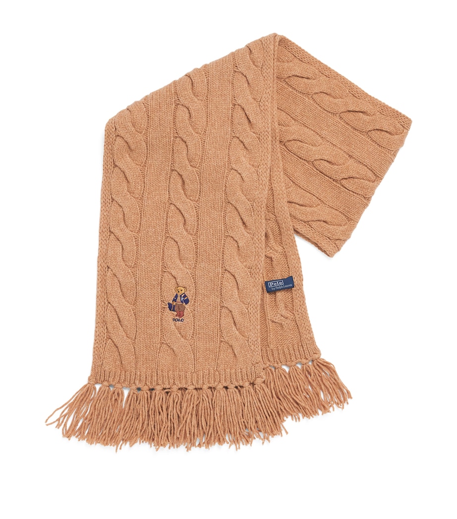 Polo Ralph Lauren Wool-Blend Cable-Knit Bear Scarf Classic Camel Image 1