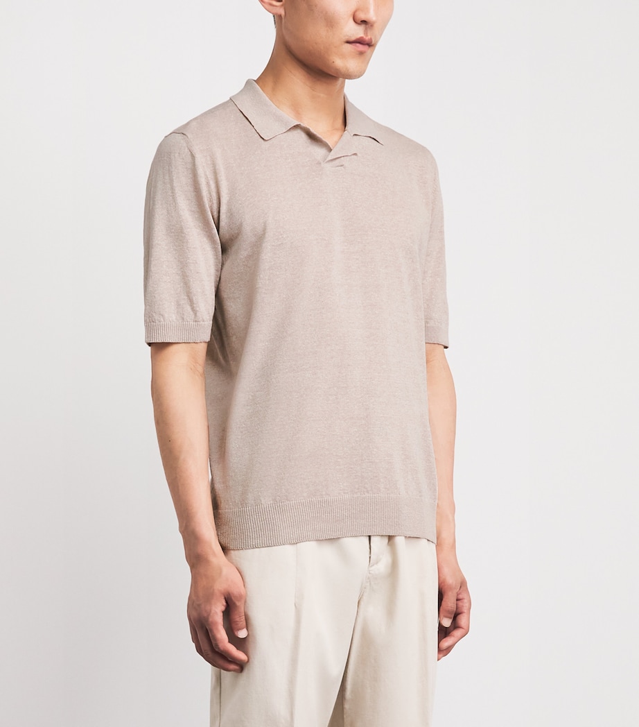 Eleventy Mens Cotton-Linen Polo Shirt Cipria Image 4