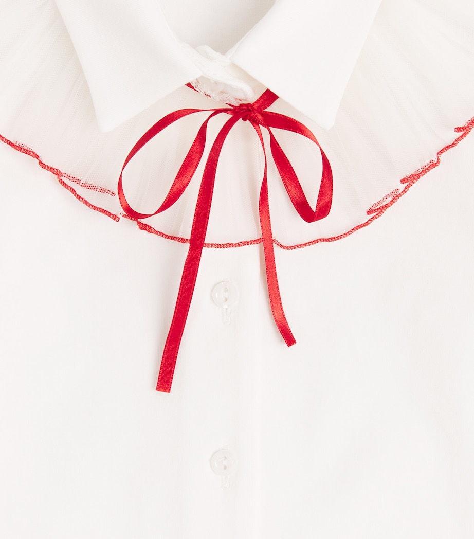 Monnalisa Cotton Ruffle-Collar Shirt (24 Months – 12 Years) Panna+rubino Image 3