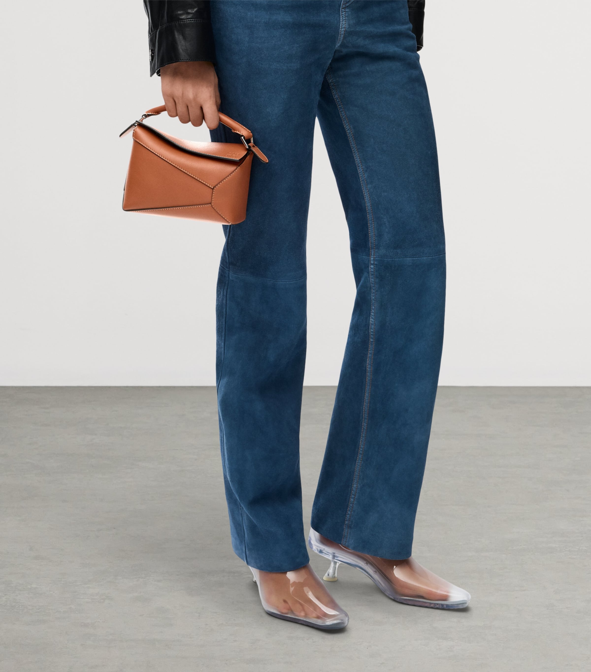 LOEWE Mini Leather Puzzle Edge Top-Handle Bag Tan Image 2