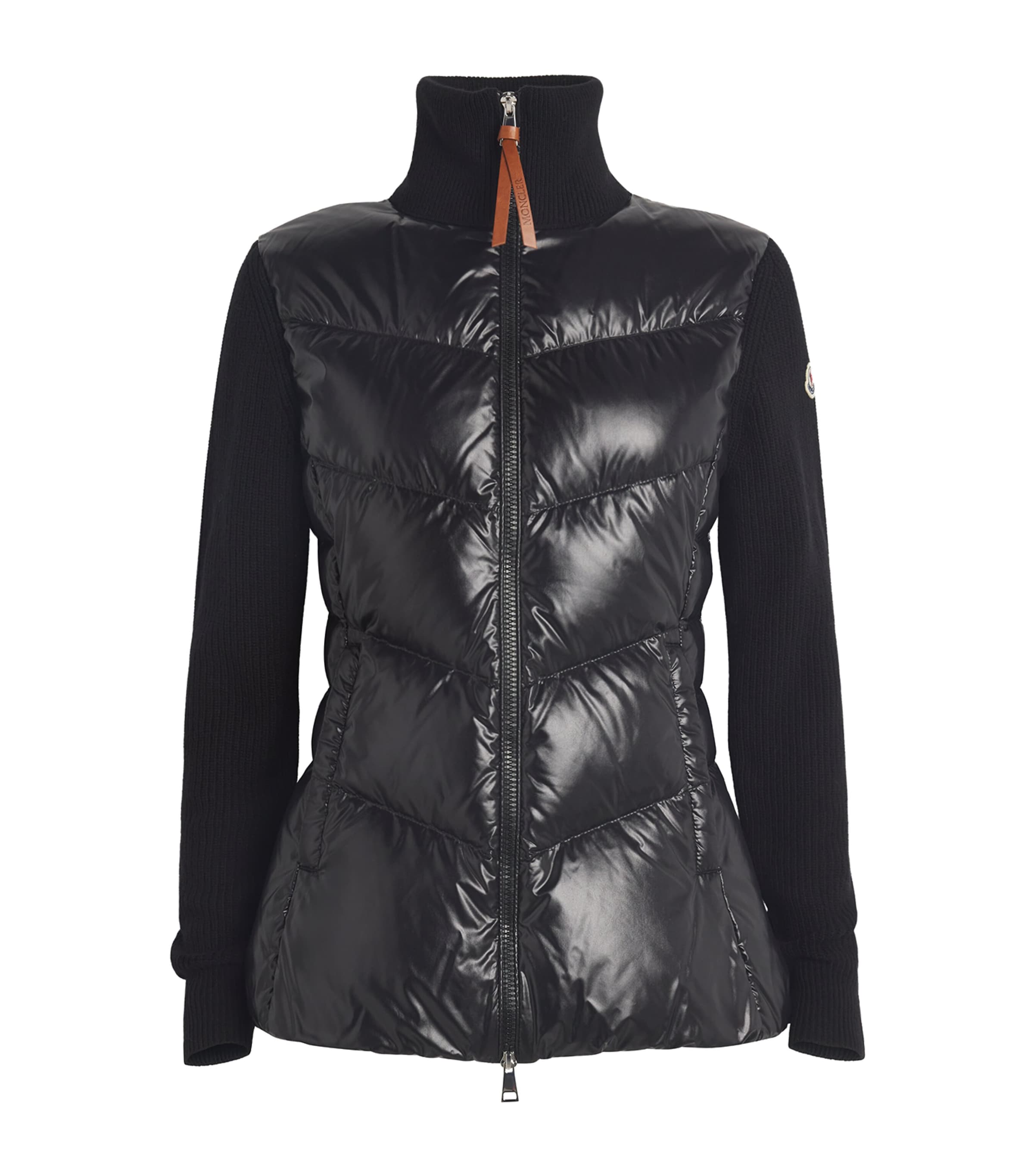 Shop Moncler Virgin Wool Down Cardigan In Black