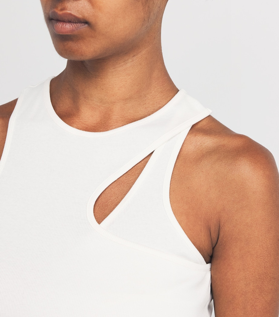 Stretch-Cotton Cut-Out Tank Top WOOL WHITE Image 6