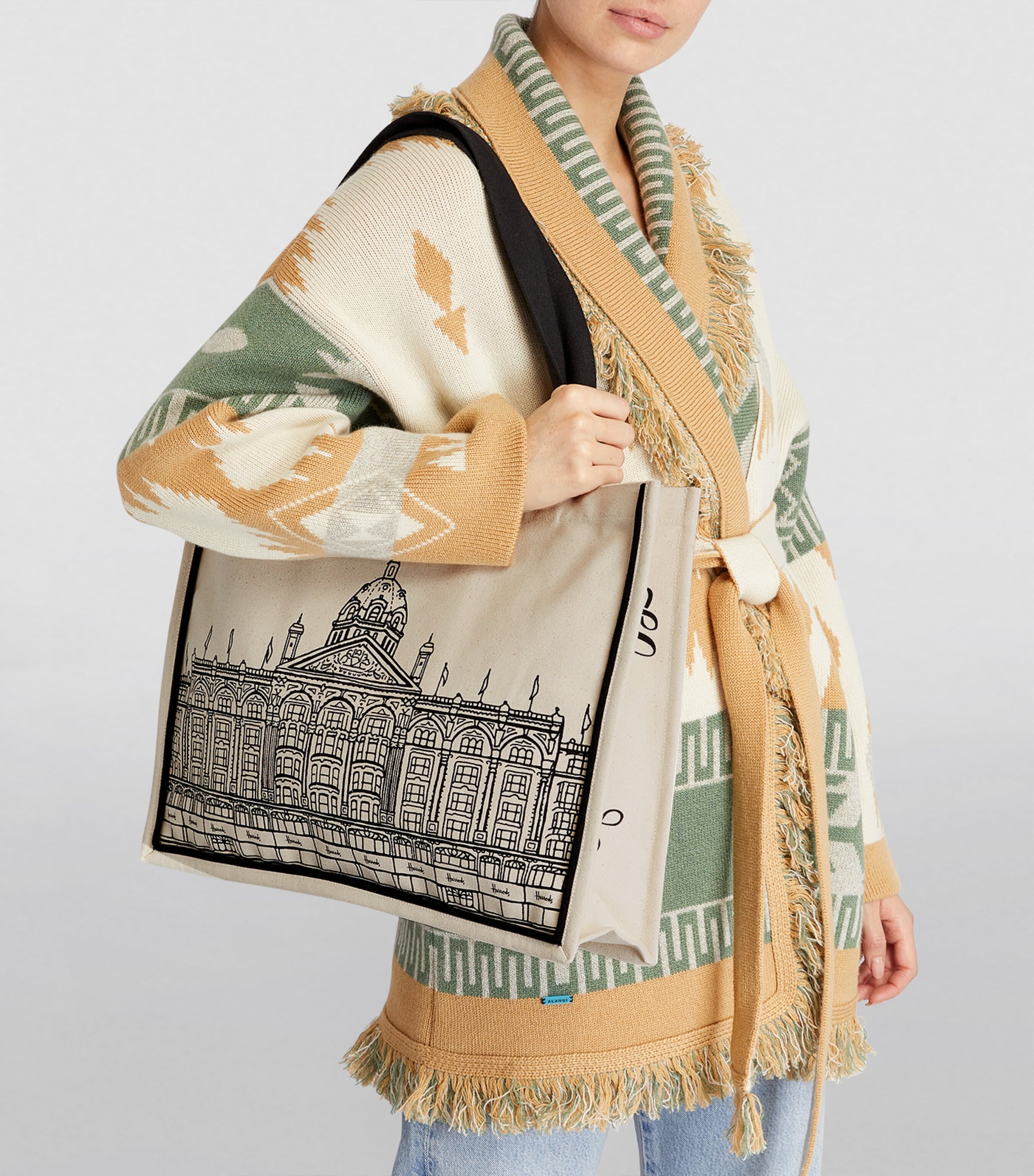 Large Harrods Outline Tote Bag IVORY Image 2