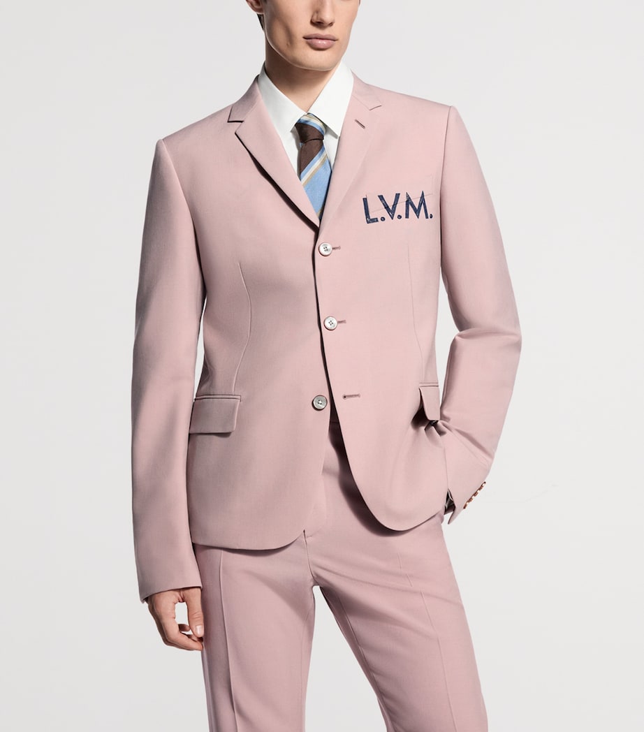 LOUIS VUITTON Mens Wool Embroidered Signature Blazer Dusty Pink Image 2
