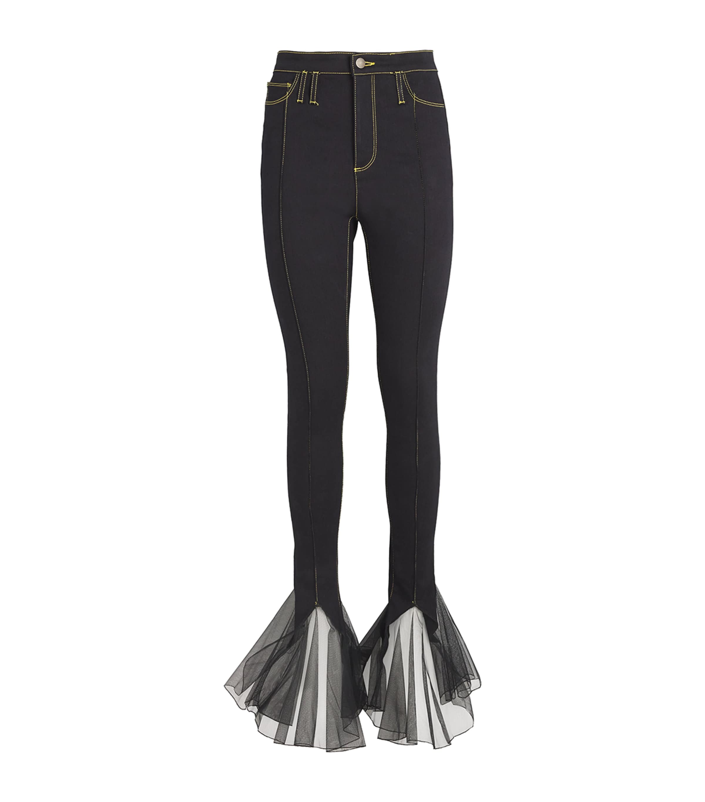 Nensi Dojaka Tulle-hem Slim Jeans In Black