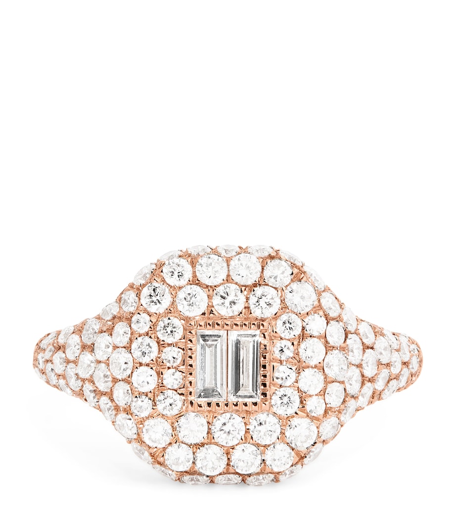 Rose Gold and Diamond New Modern Pinky Ring ROSE GOLD Image 1