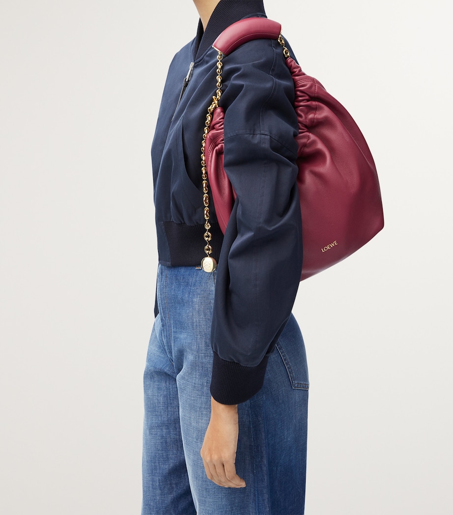 Small Leather Squeeze Top-Handle Bag CRIMSON Image 8