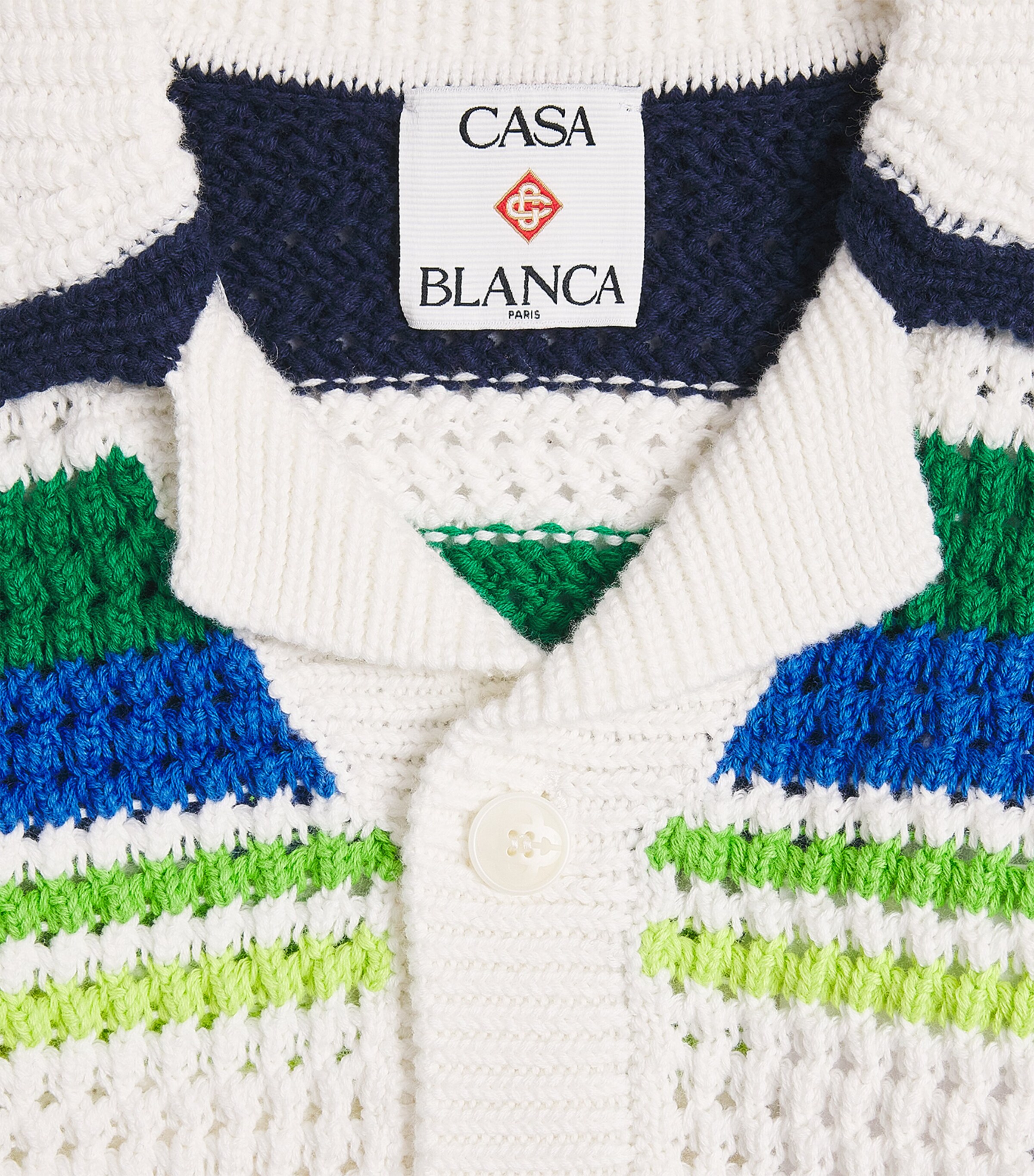 Casablanca Kids Cotton Crochet Stripe Shirt (3-14 Years) Tennis Stripe Image 4