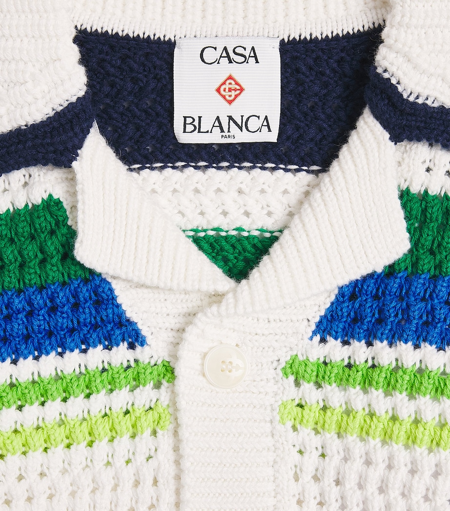 Casablanca Kids Cotton Crochet Stripe Shirt (3-14 Years) Tennis Stripe Image 4