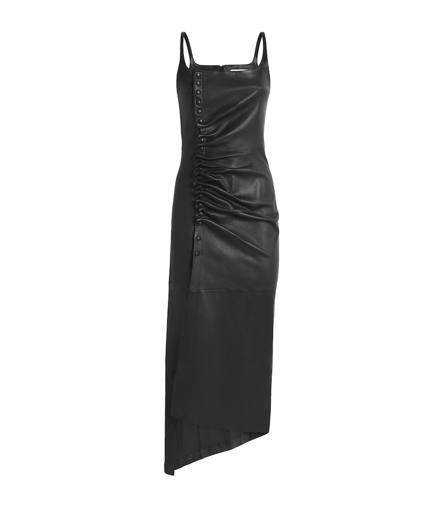 Lambskin Draped Midi Dress P001 BLACK Image 1