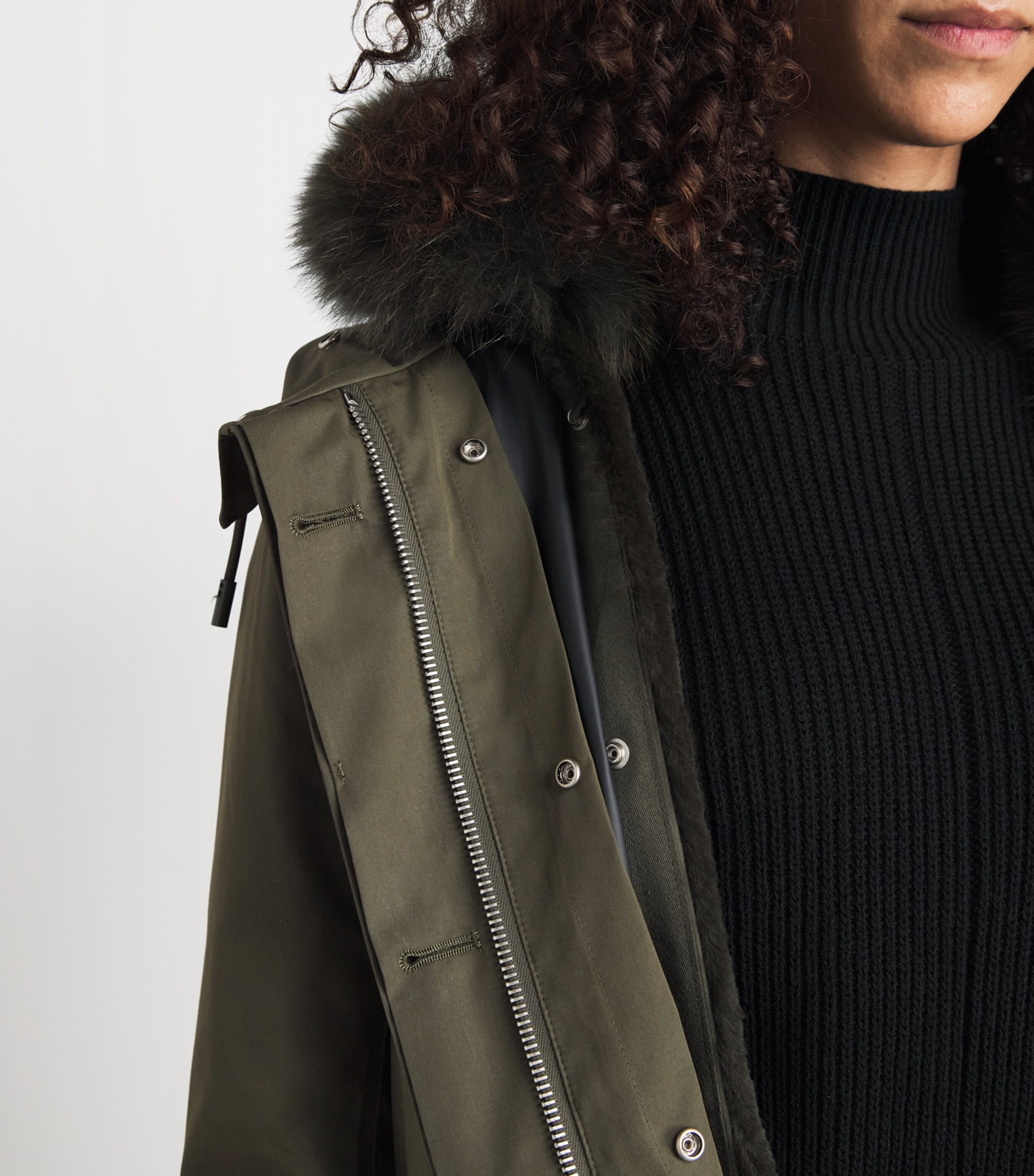 Yves Salomon Womens Down Fur-Trim Technical Parka Coat Image 3