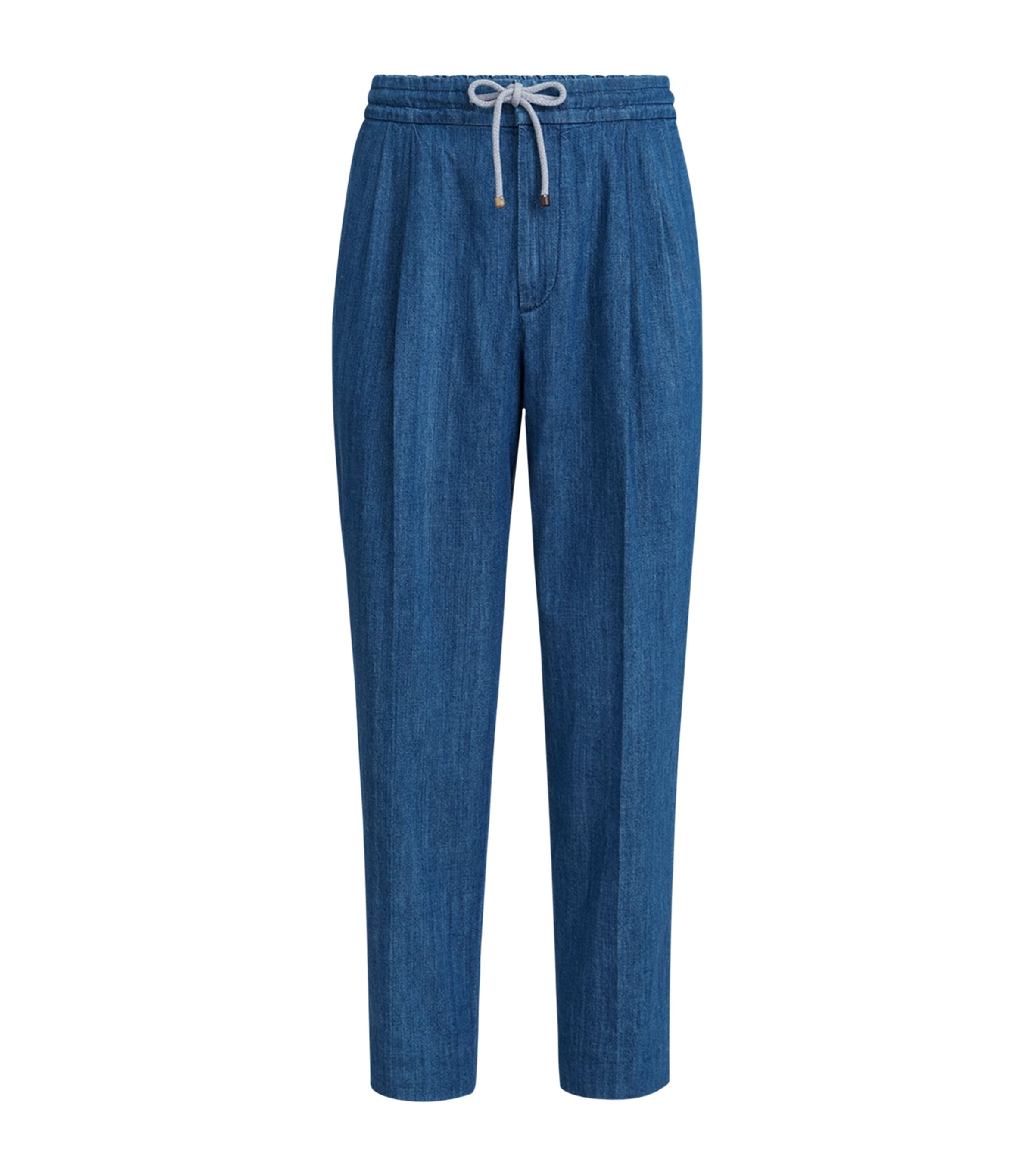 Brunello Cucinelli Mens Denim Drawstring Trousers Image 1