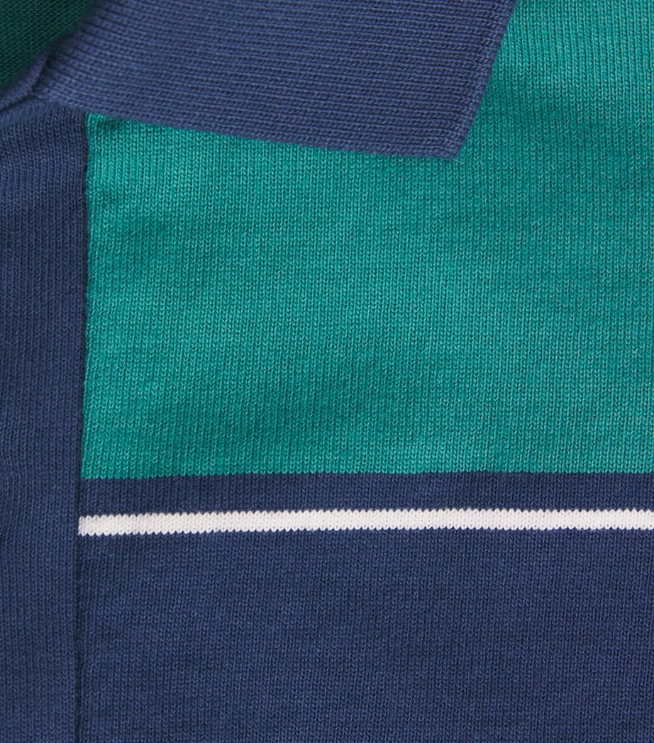 Fred Perry Mens Cotton Heavyweight Stripe Polo Shirt Tennis Blue Image 6