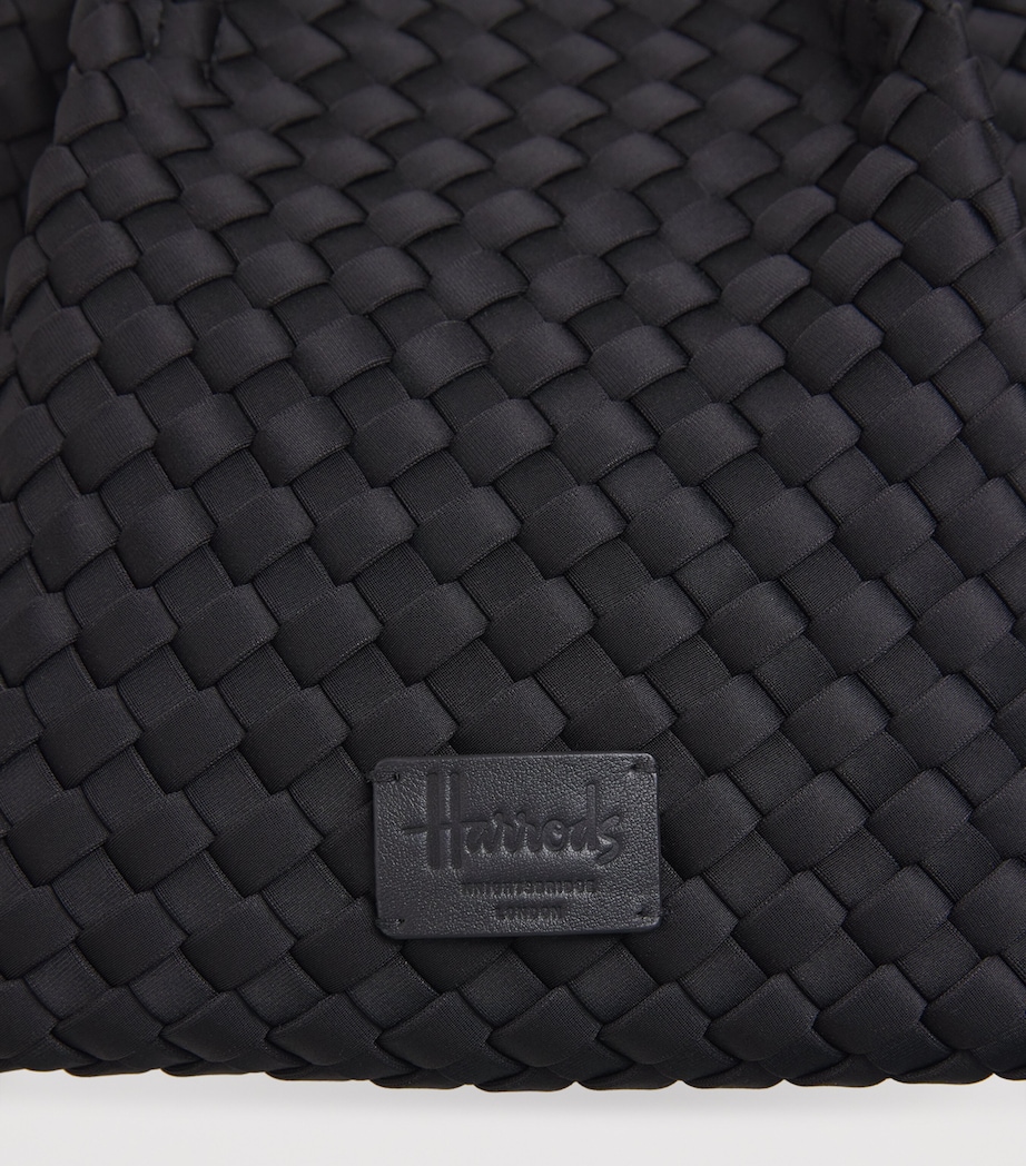 Harrods Mini Neoprene Woven Tote Bag Black Image 8