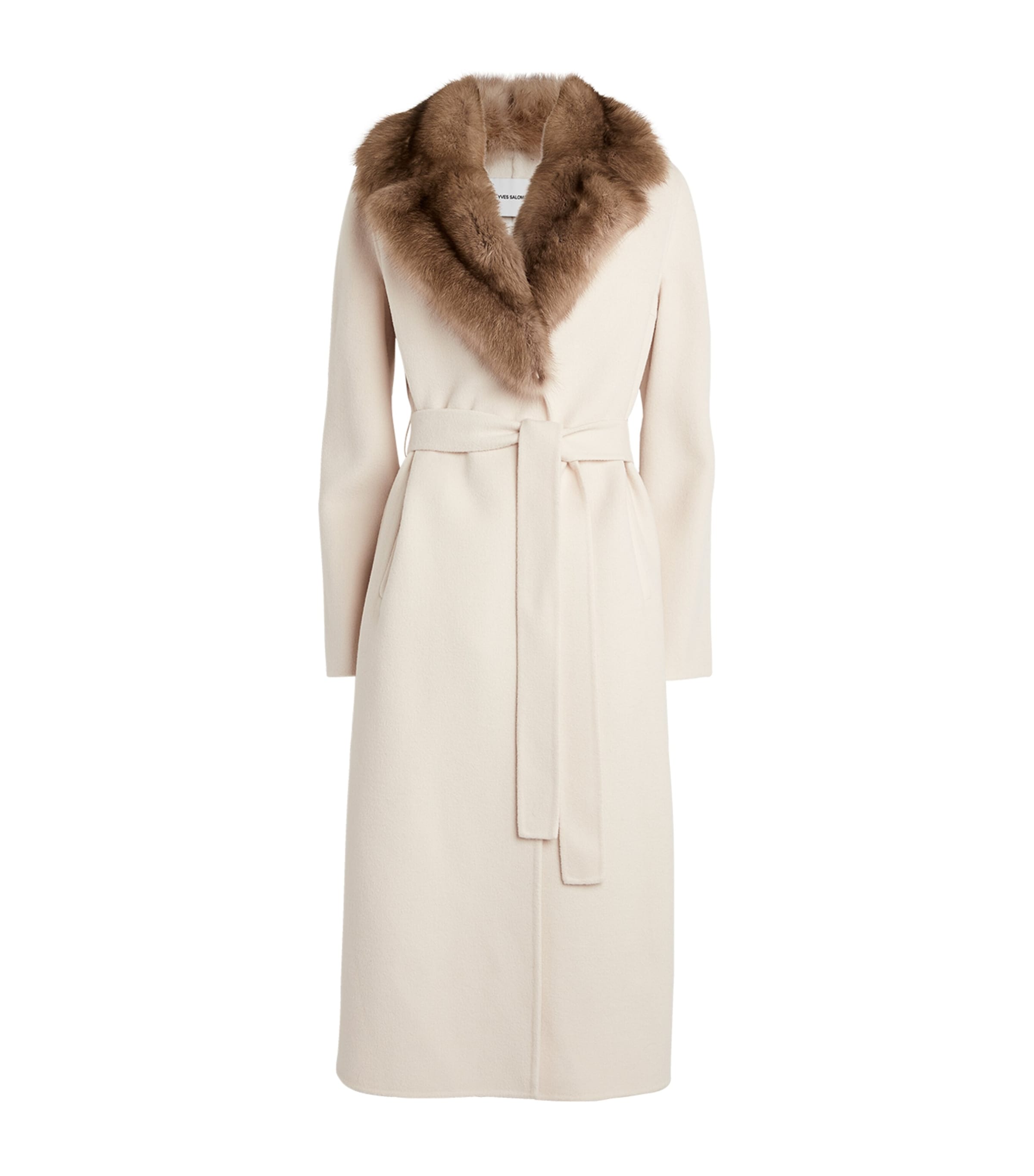 Yves Salomon Wool-cashmere Sable-trim Coat In Neutral