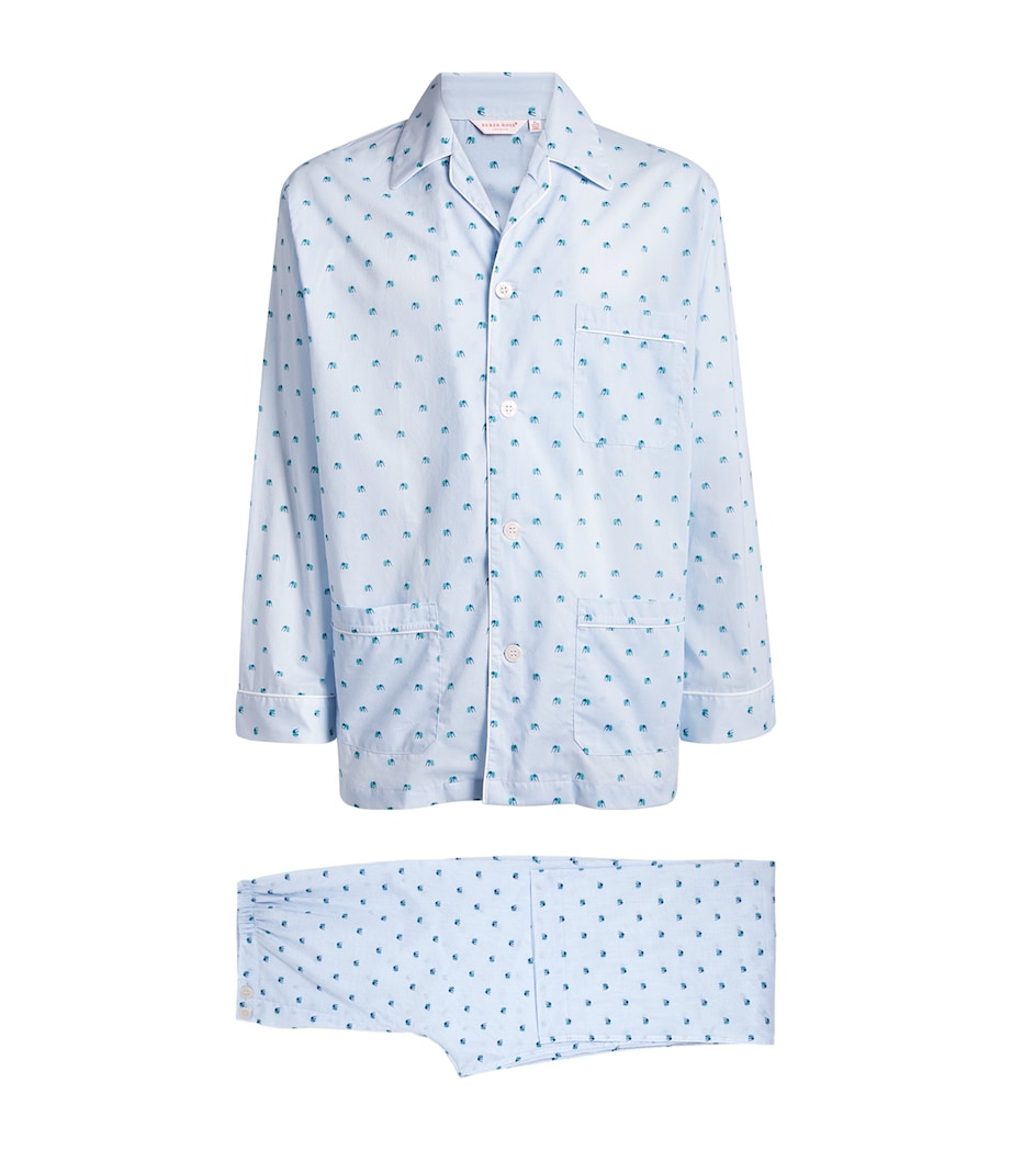 Cotton Elephant Print Pyjama Set BLUE Image 1
