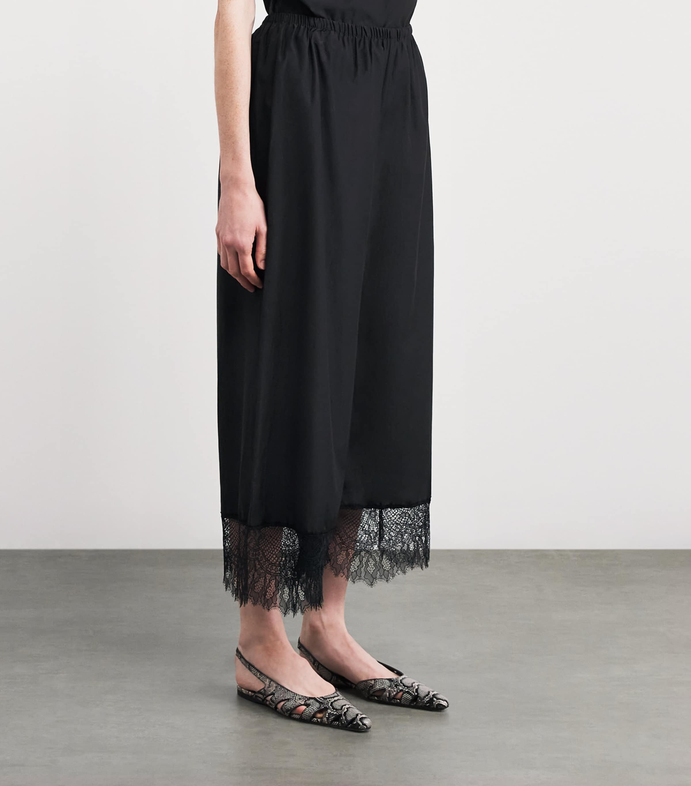 Silk-Cotton Lira Wide-Leg Trousers DBLK BLACK Image 3