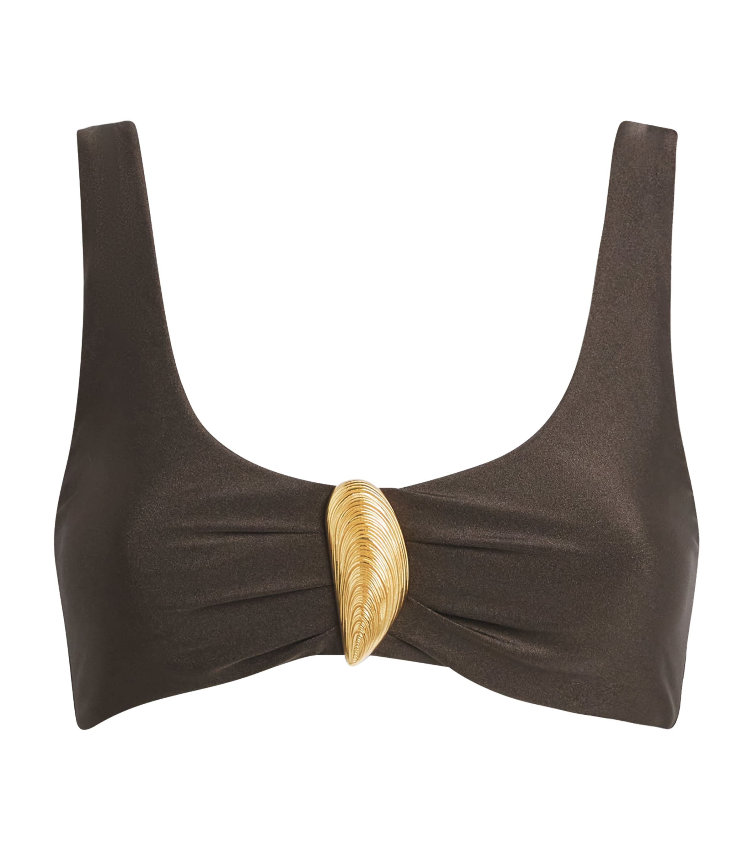 Simkhai Shell-Detail Veyra Bikini Top Chocolate