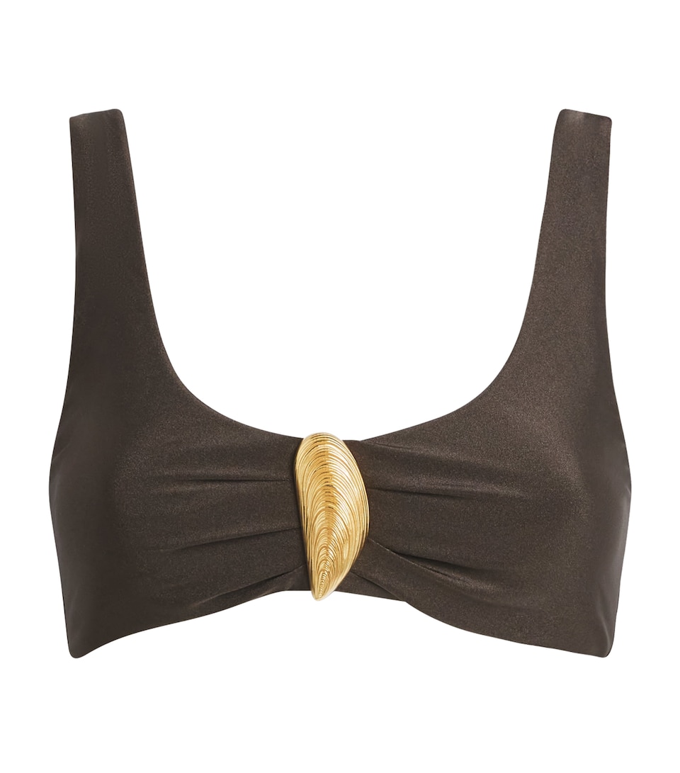 Simkhai Shell-Detail Veyra Bikini Top Chocolate