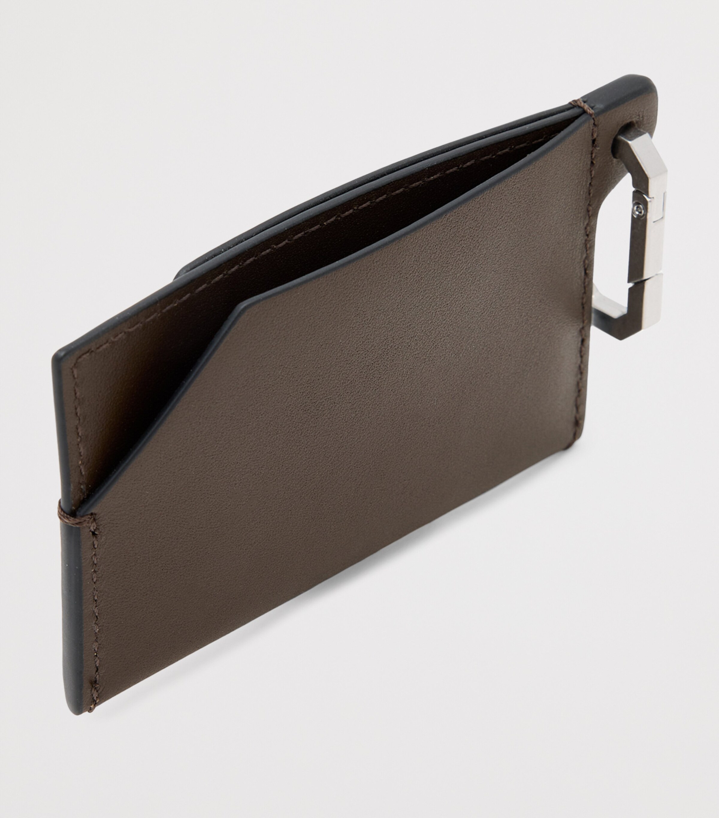 AllSaints Leather Hex Card Holder Fango Brown Image 2