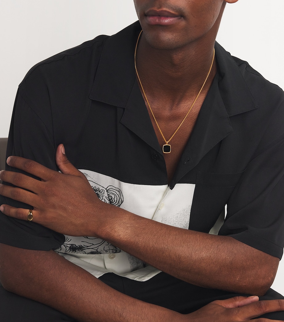 Gold-Plated Onyx Cushion Pendant Necklace NA Image 4