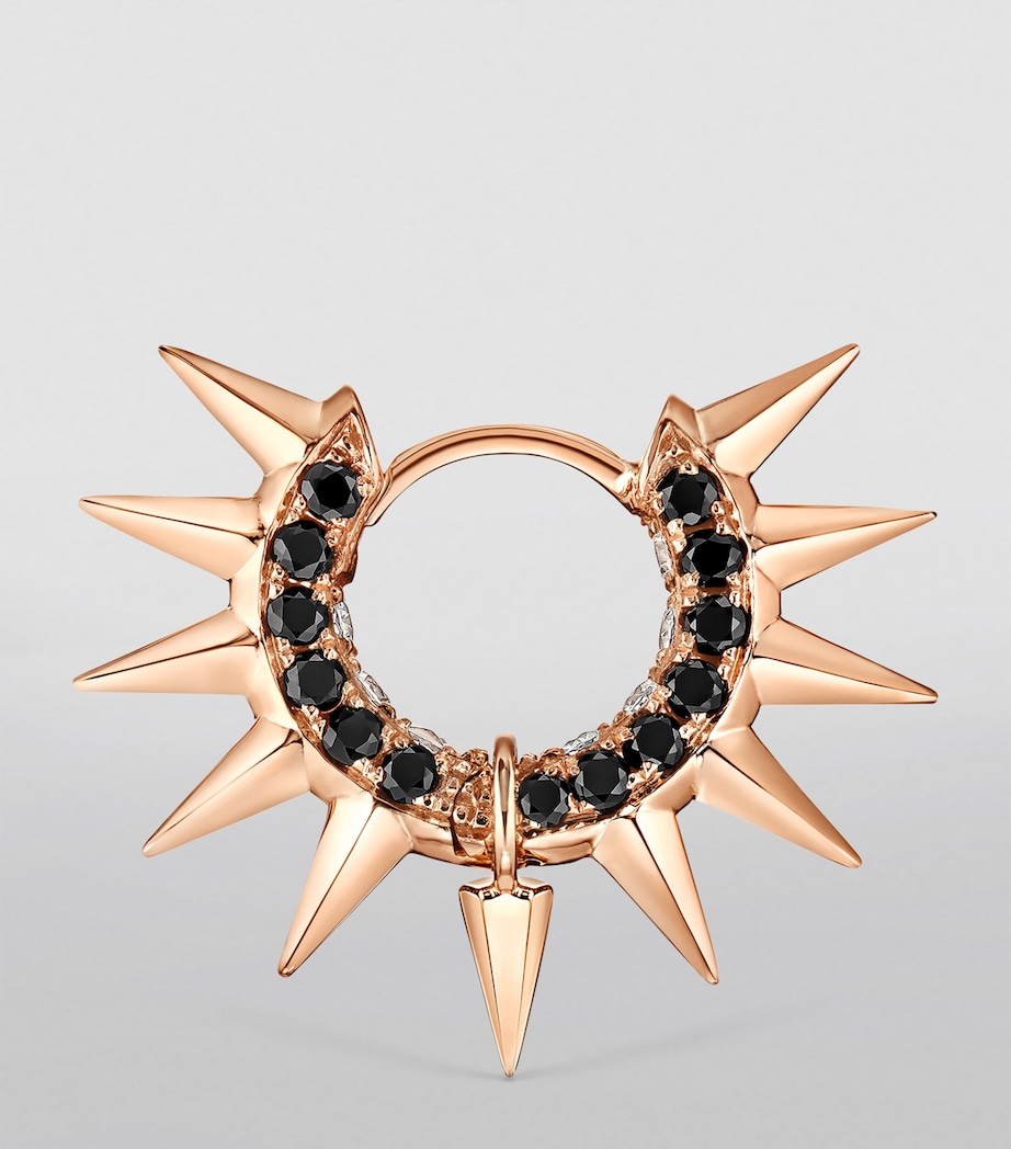 Rose Gold Black and White Diamond Pavé Metal Mohawk Hoop Earring (6.5mm) ROSE GOLD Image 4