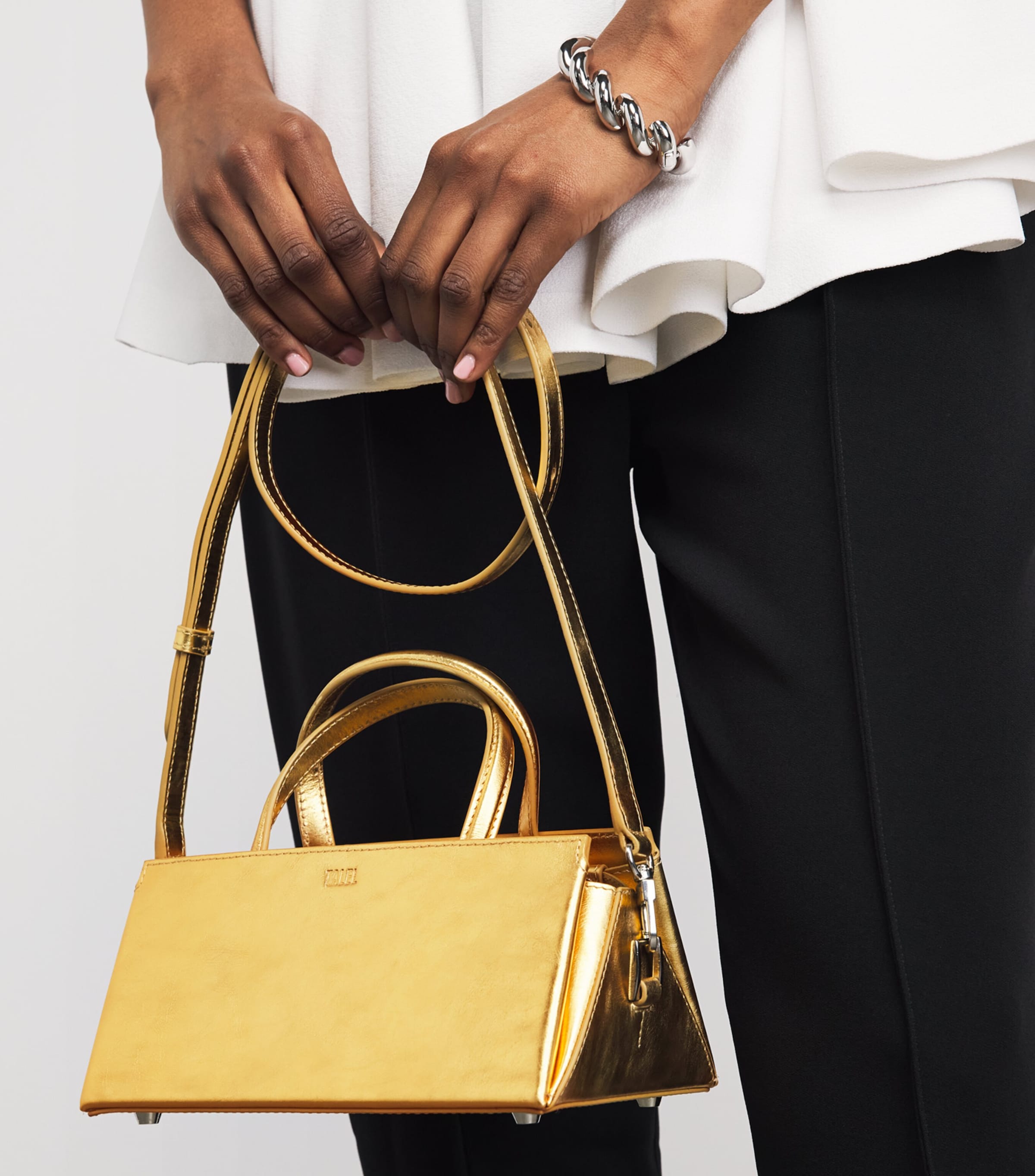 Talel Paris Metallic Leather V2 Baguette Bag Gold Image 2