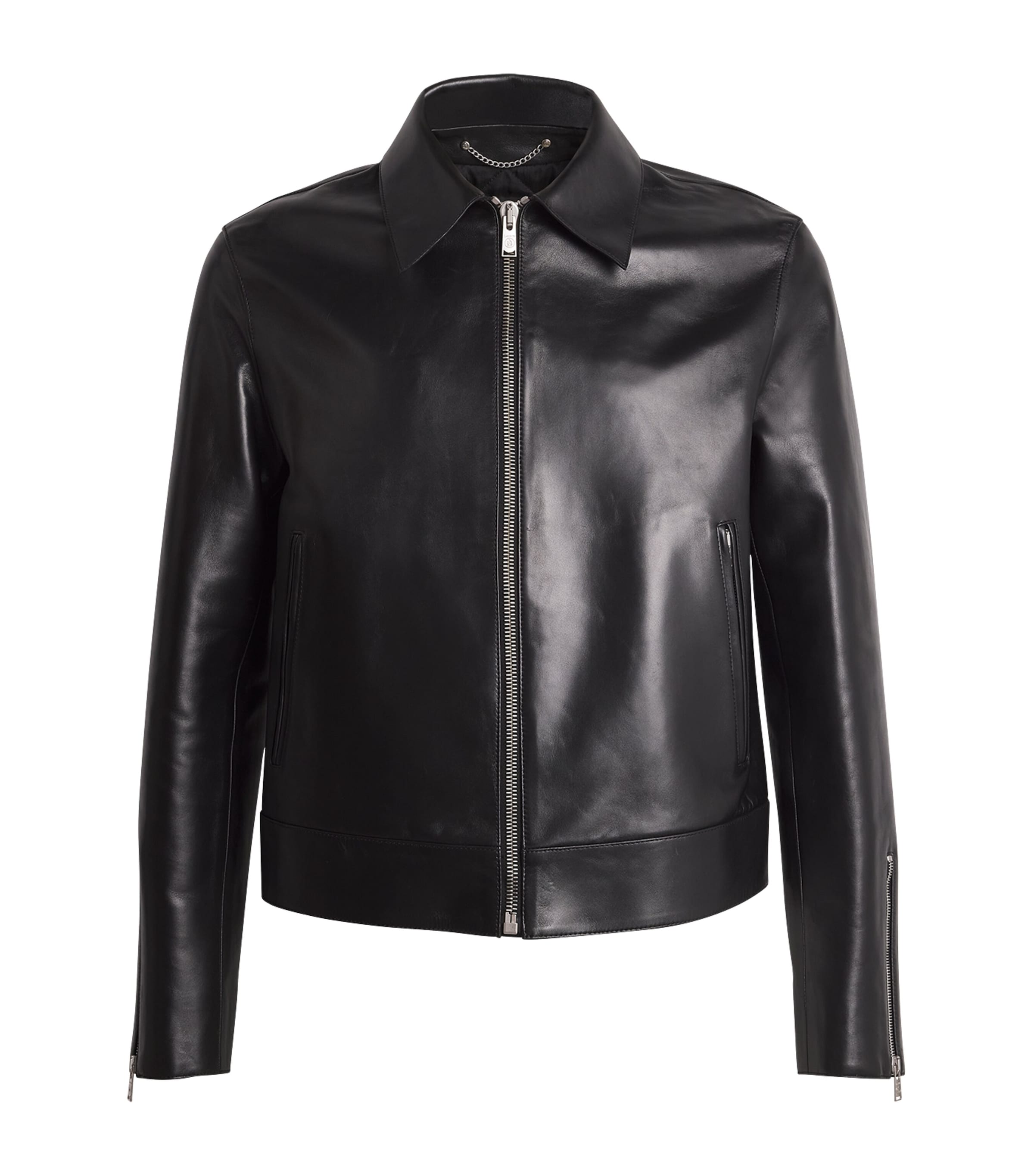 Shop Lanvin Leather Collared Jacket In Black