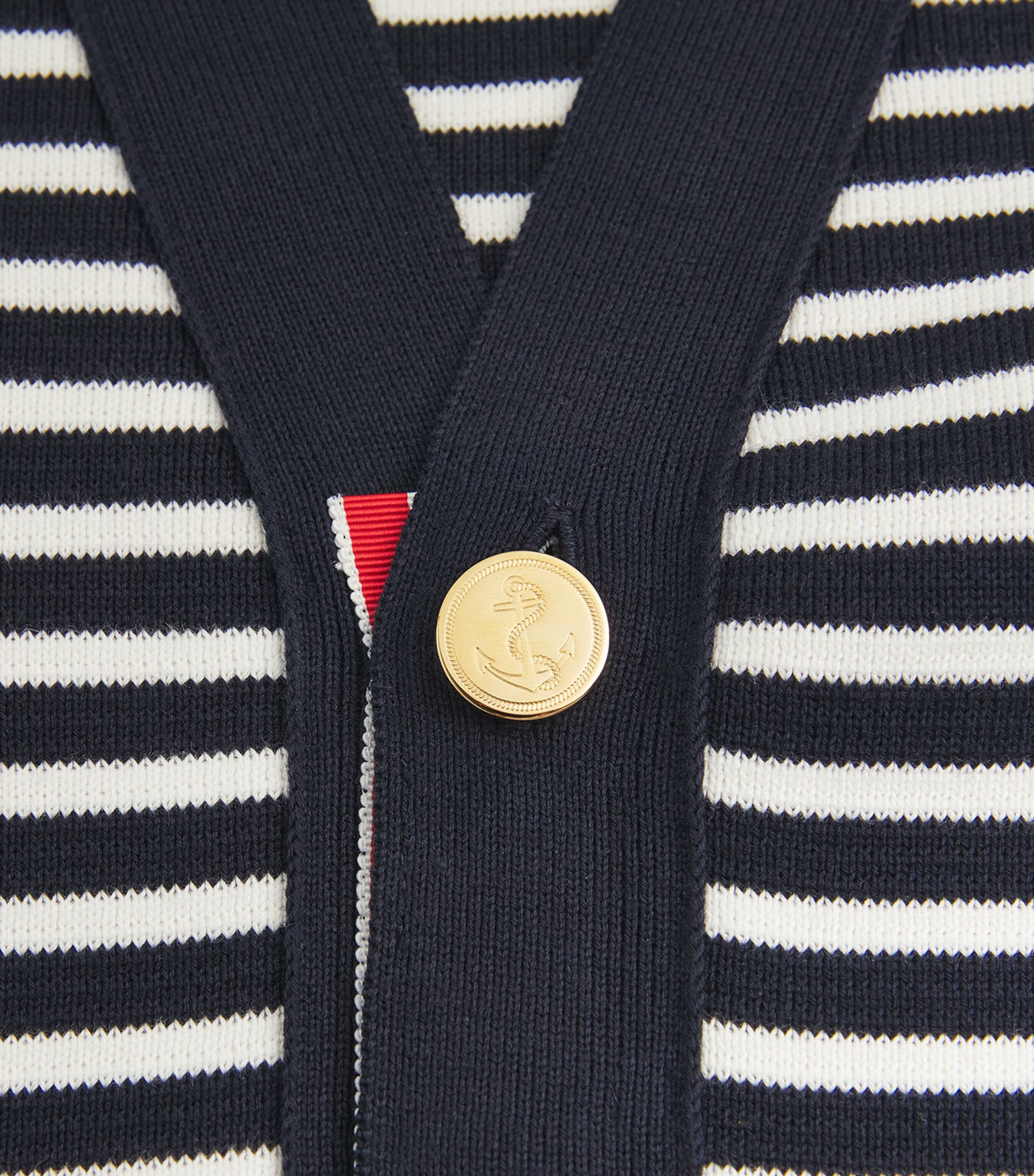Thom Browne Mens Cotton Stripe Cardigan Navy/white Image 6